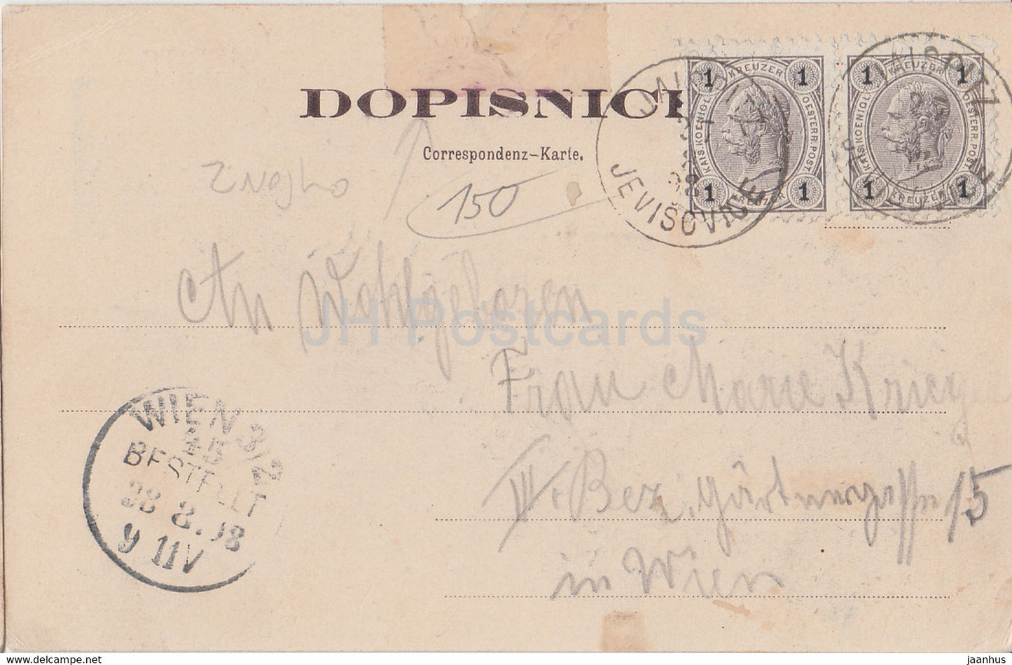 Jevisovice - Jaispitz - old postcard - 1898 - Czech Republic - used