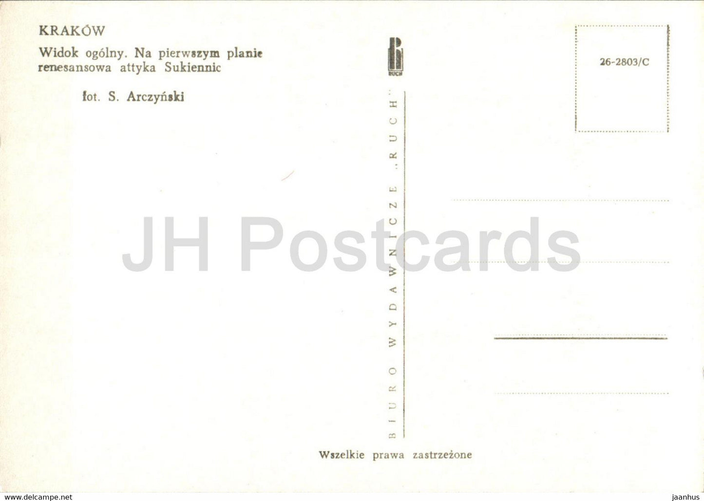 Krakow - Widok ogolny - attyka Sukiennic - General view - Sukiennice attic - Poland - unused