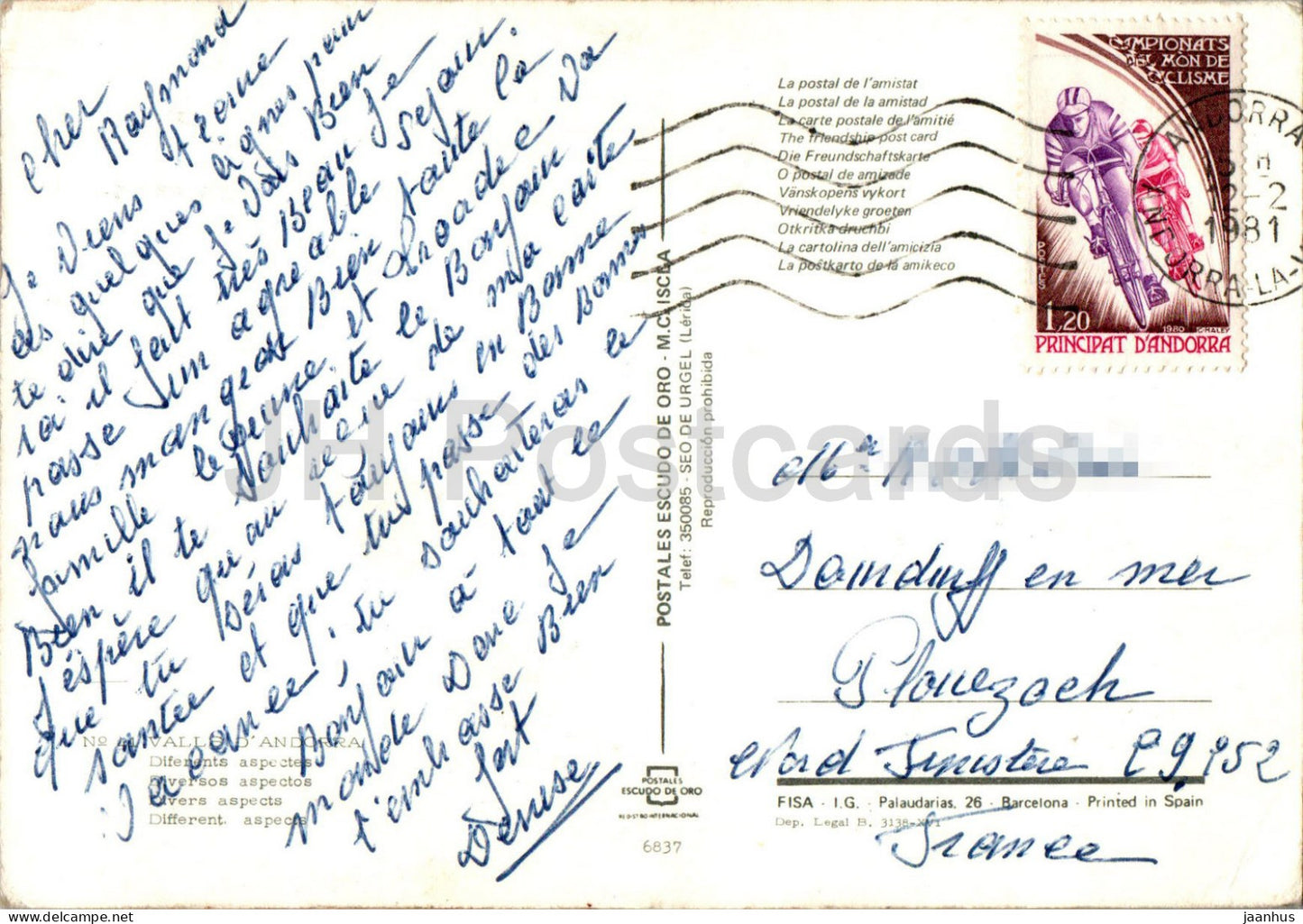 Valls D'Andorra - Record D'Andorra - différentes vues - multiview - 41 - 1981 - Andorre - utilisé