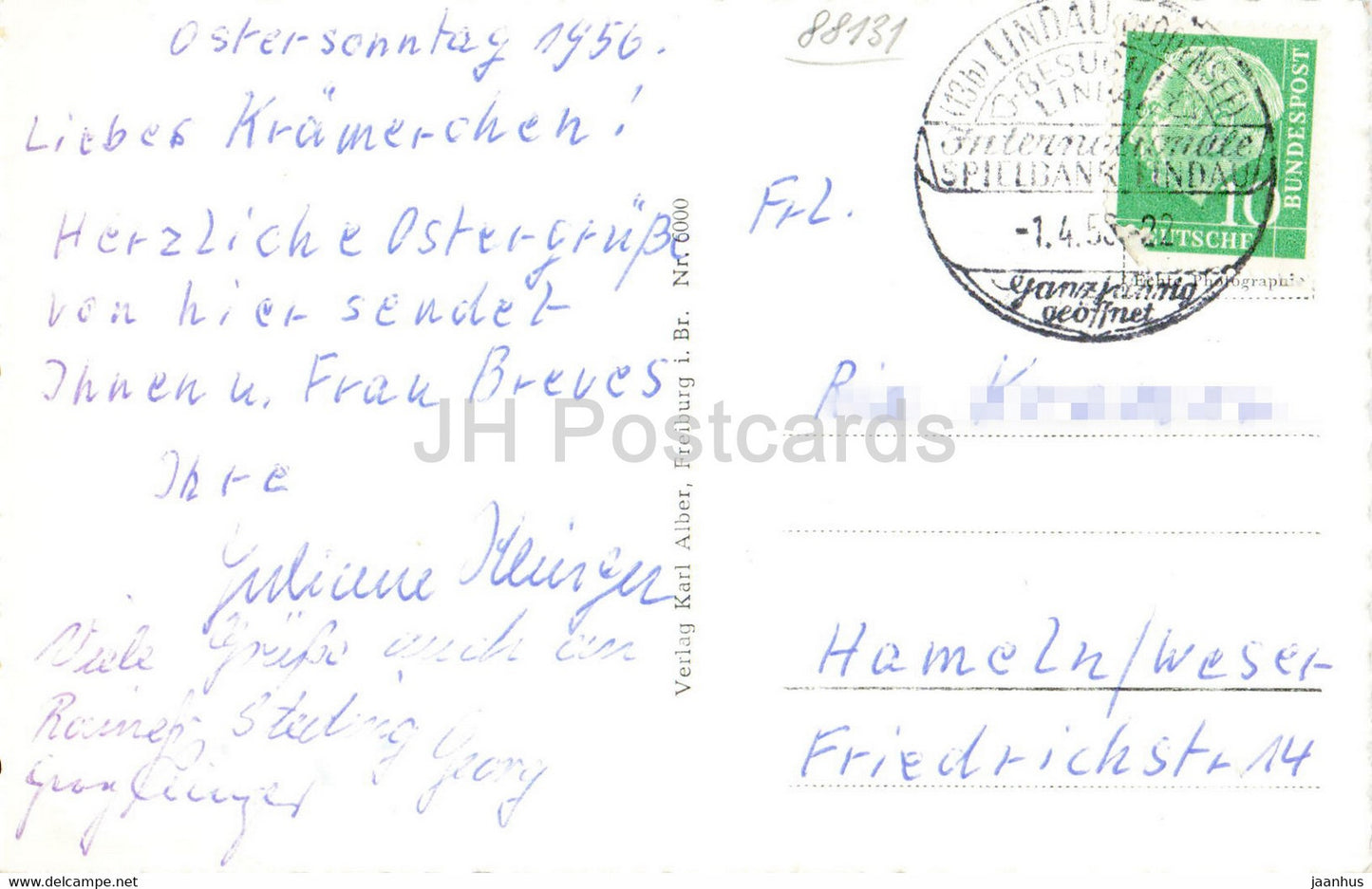 Lindau Bodensee - Maximilianstrasse - Hafenpromenade - Spielbank - Altes Rathaus - old postcard - 1956 - Germany - used