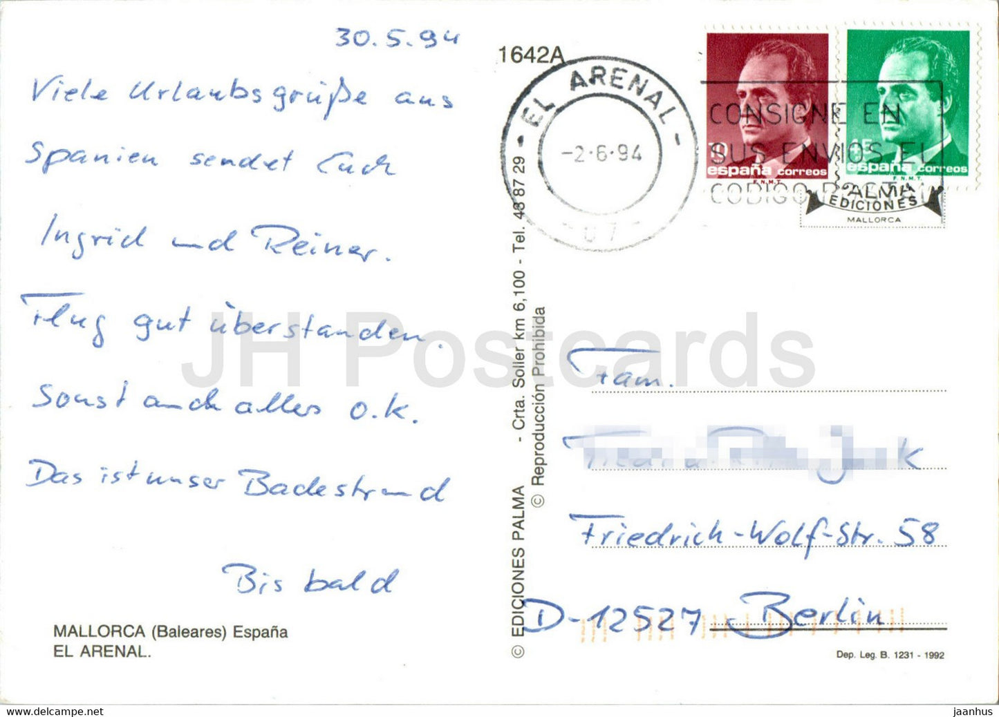 El Arenal - Mallorca - 1642 - 1994 - Spain - used