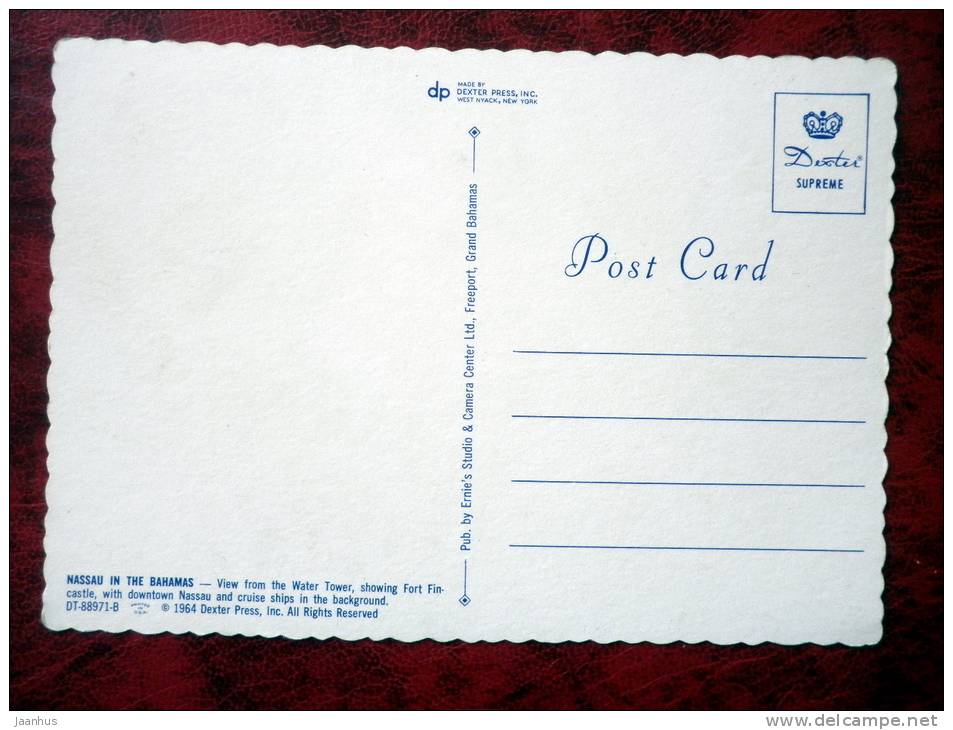 Nassau in the Bahamas - View from the Water Tower - Fort Fincastle - 1964 - Bahamas - unused - JH Postcards