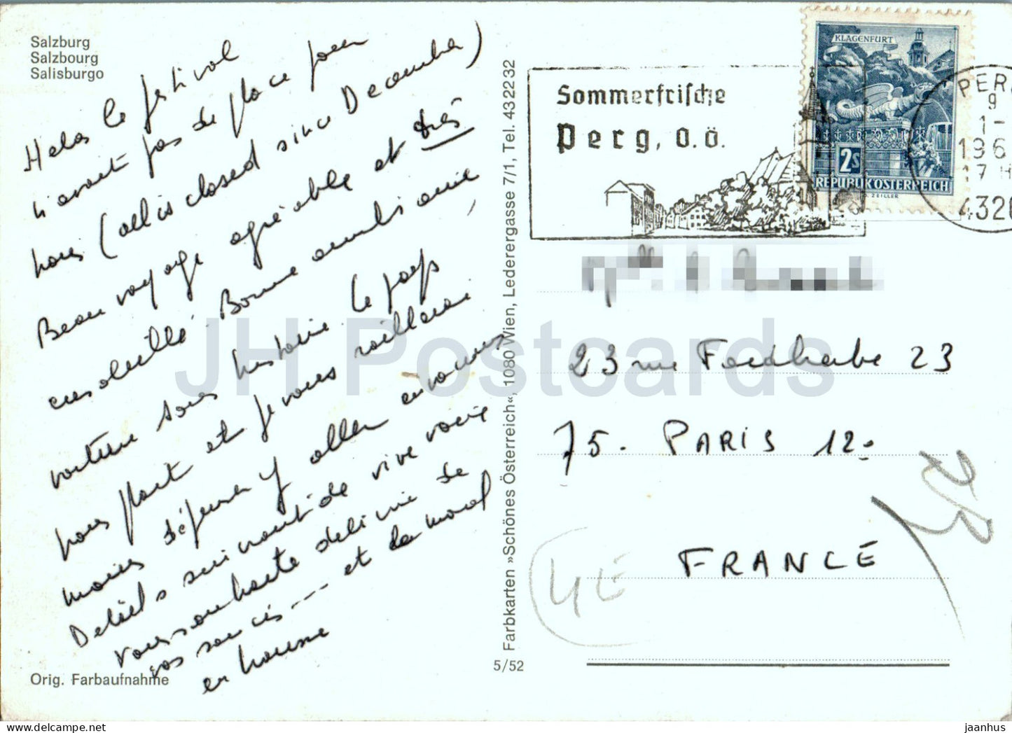 Salzbourg - Festspielstadt - Mozart - multiview - 5/52 - années 1960 - Autriche - utilisé