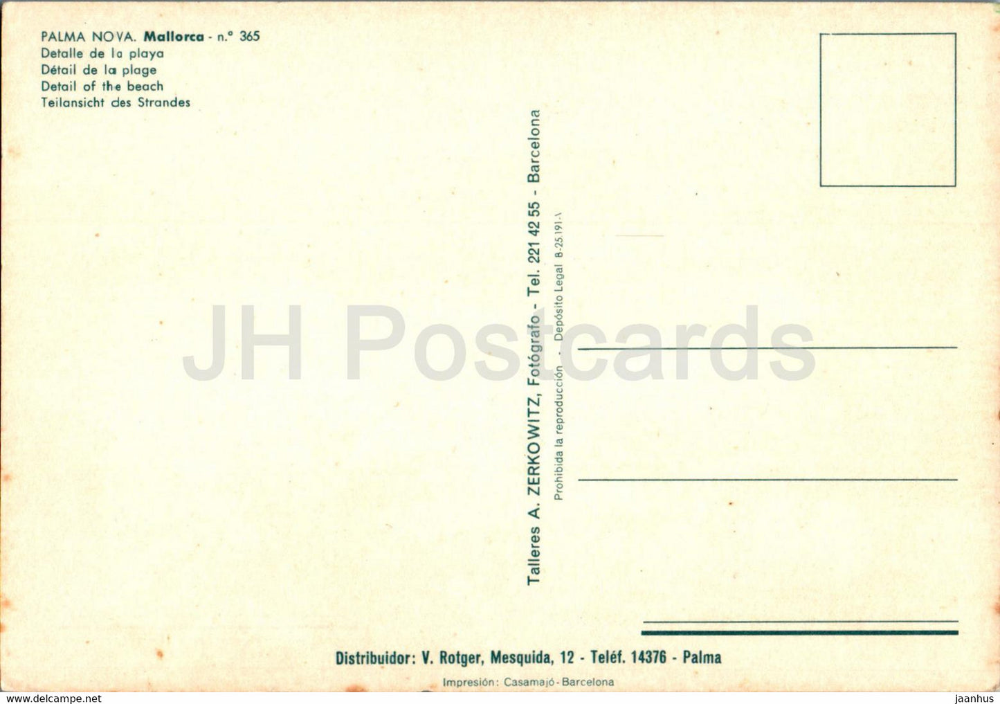 Palma Nova - Detalle de la Playa - beach - Mallorca - 365 - Spain - unused