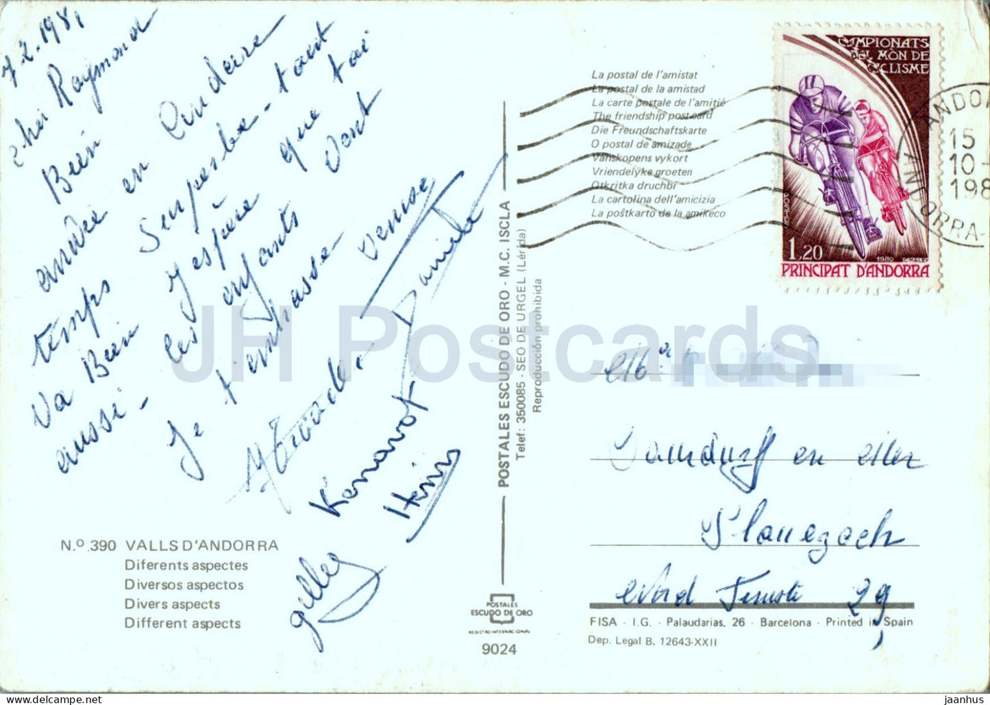 Valls D'Andorra - Arinsal - Soldeu - Pas de la Casa - multiview - 390 - 1981 - Andorre - d'occasion