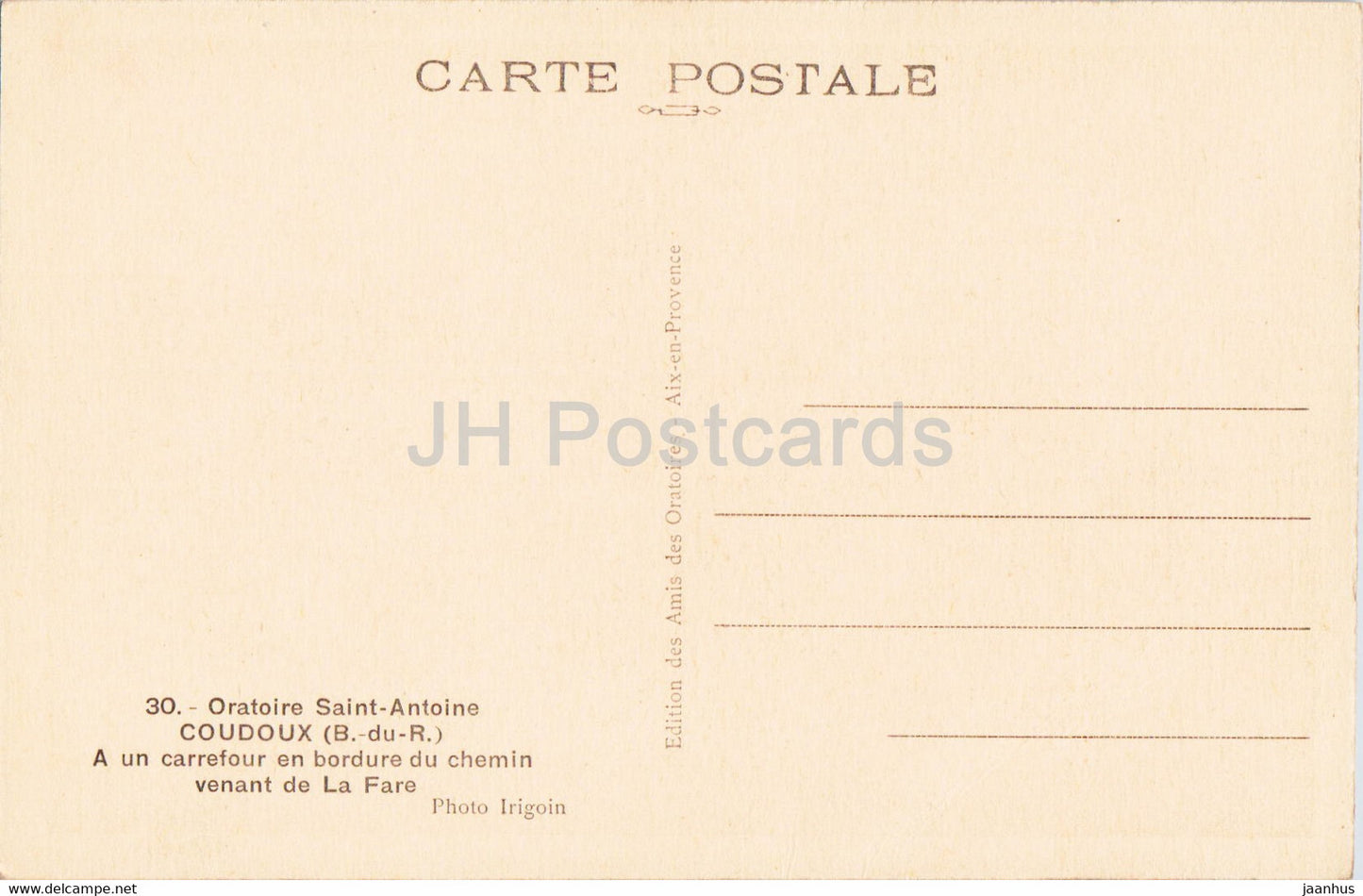 Coudoux - A un carrefour en bordure du chemin venant de La Fare - 30 - carte postale ancienne - France - inutilisée