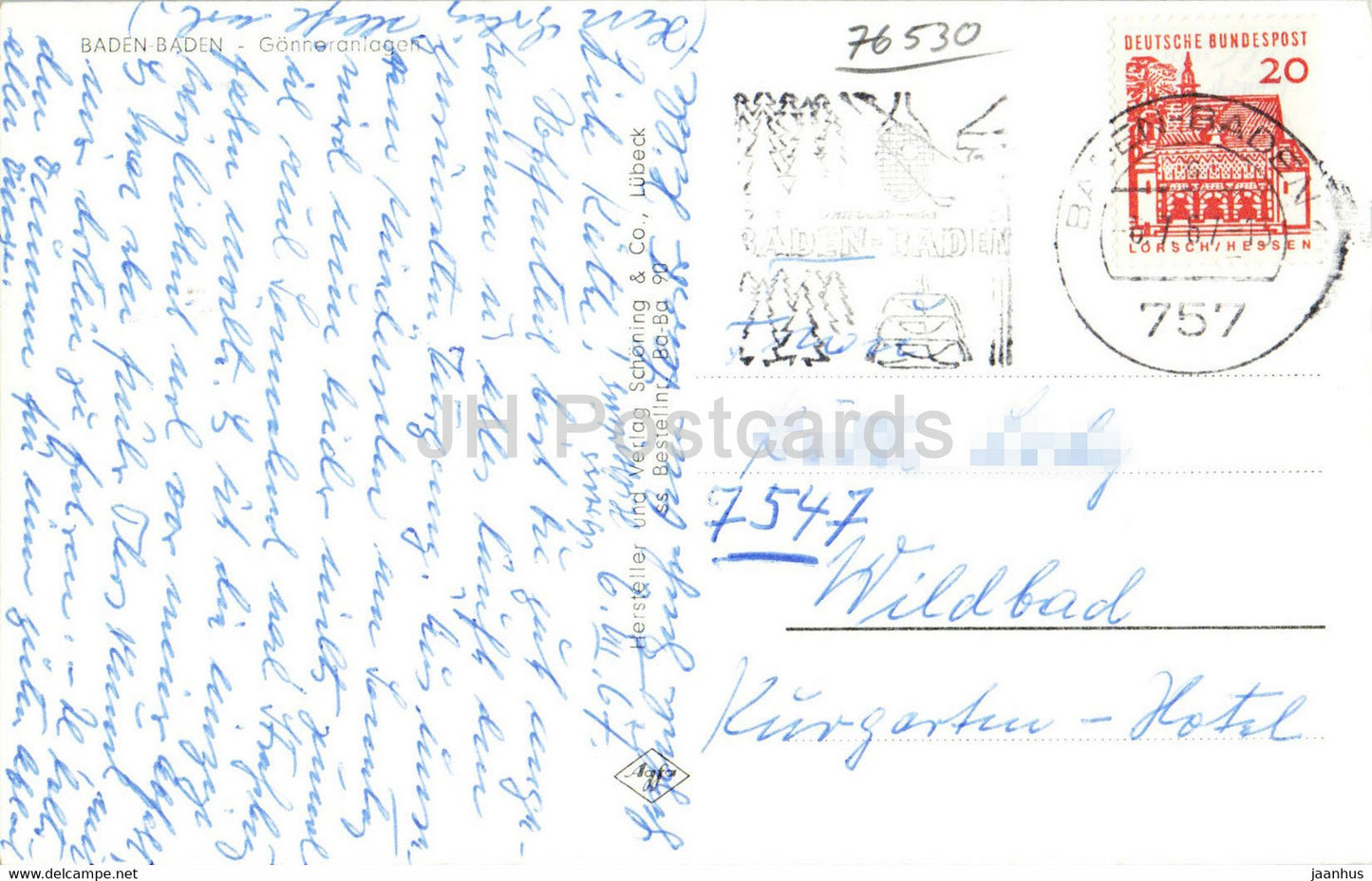 Baden Baden - Gonneranlagen - alte Postkarte - 1967 - Deutschland - gebraucht