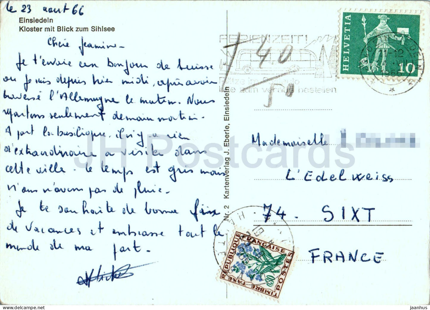 Einsiedeln - Kloster mit Blick zum Sihlsee - 2 - 1966 - Switzerland - used