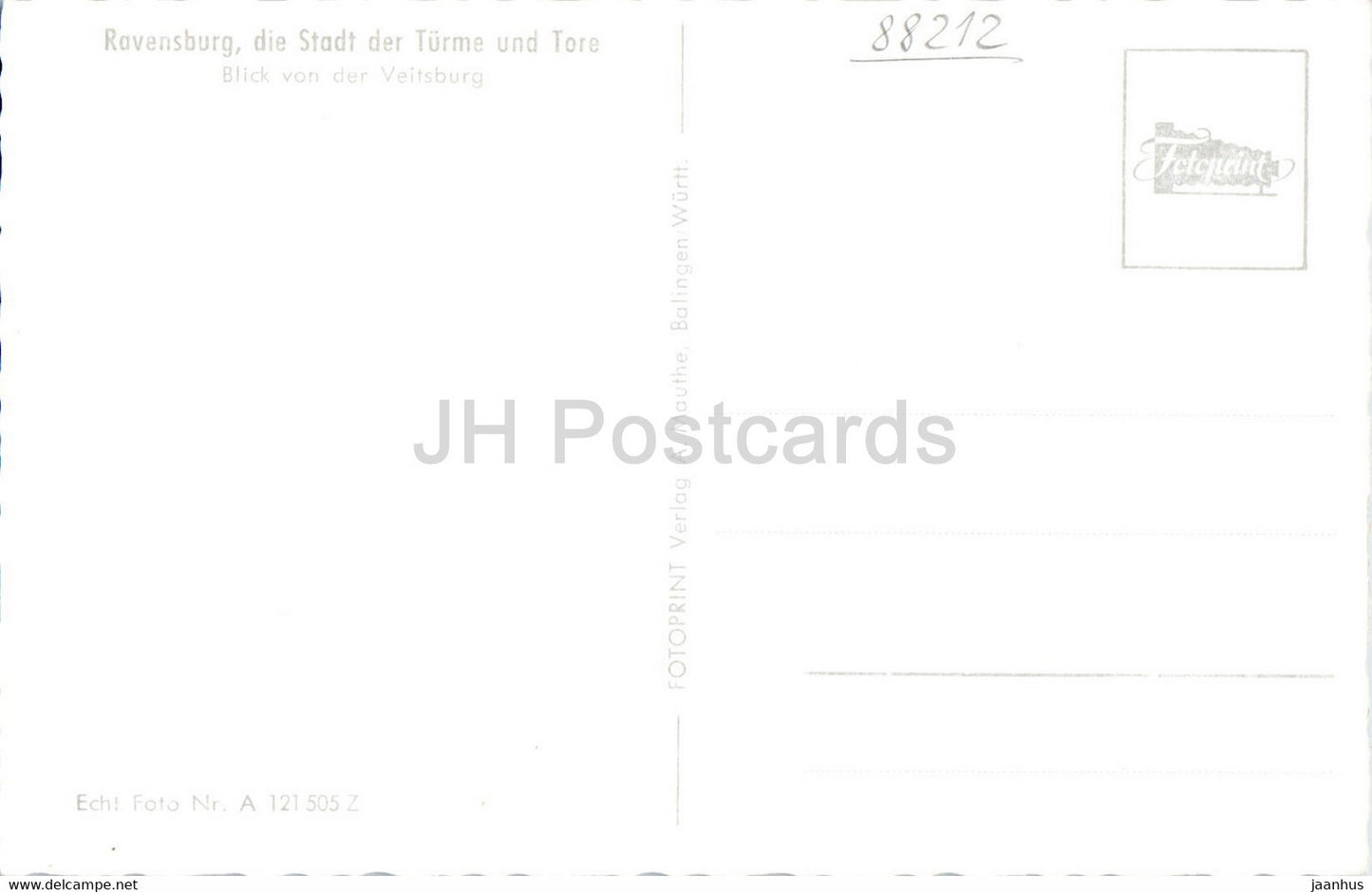 Ravensburg - Die Stadt der Turme und Tore - Blick von der Veitsburg - old postcard - Germany - unused
