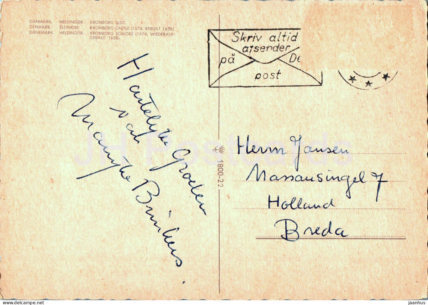 Helsingor - Kronborg Slot - château - bateau à voile - 1800-22 - Danemark - utilisé