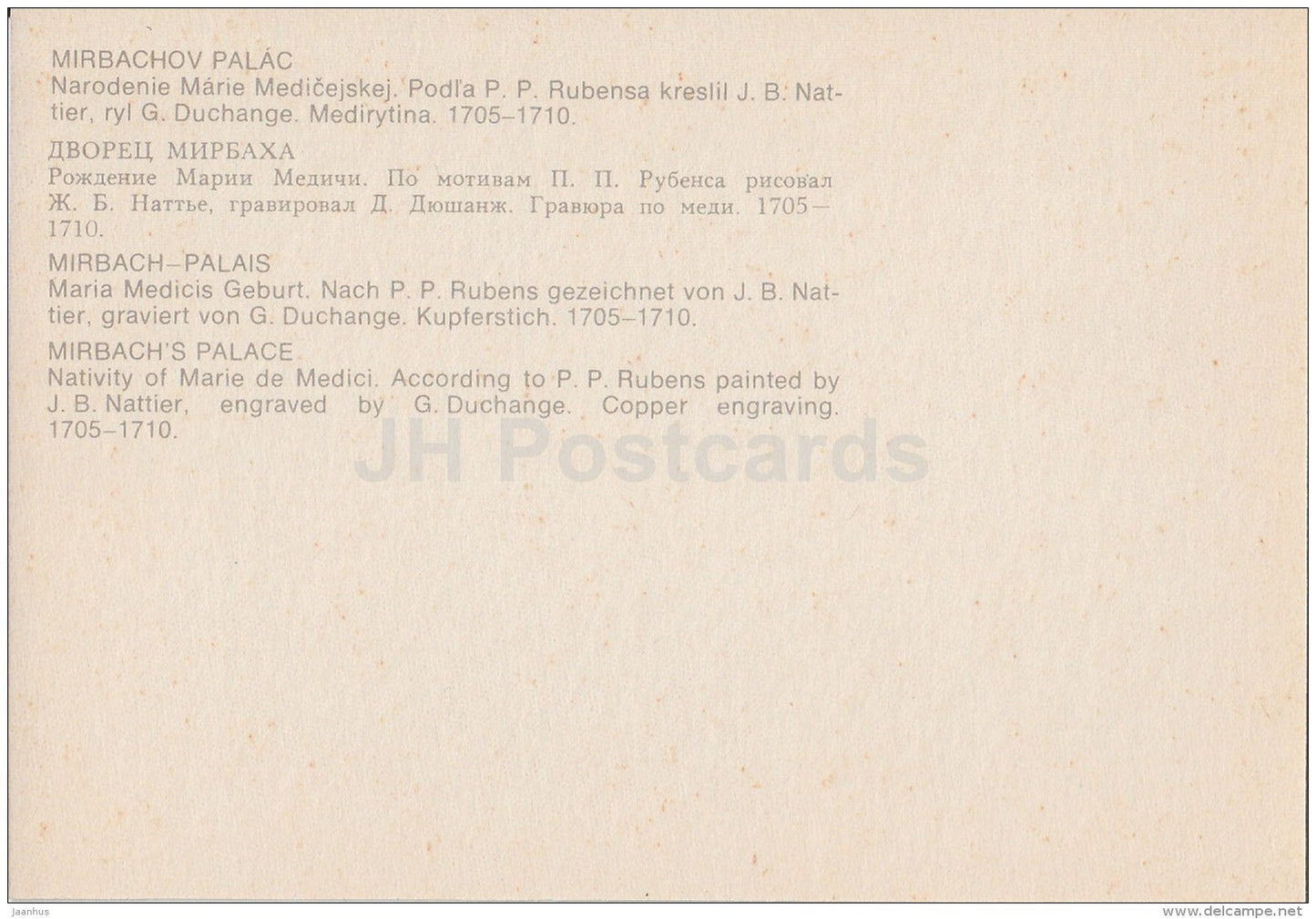 Nativity of Marie de Medici - Mirbach´s Palace - art - Slovakia - unused - JH Postcards