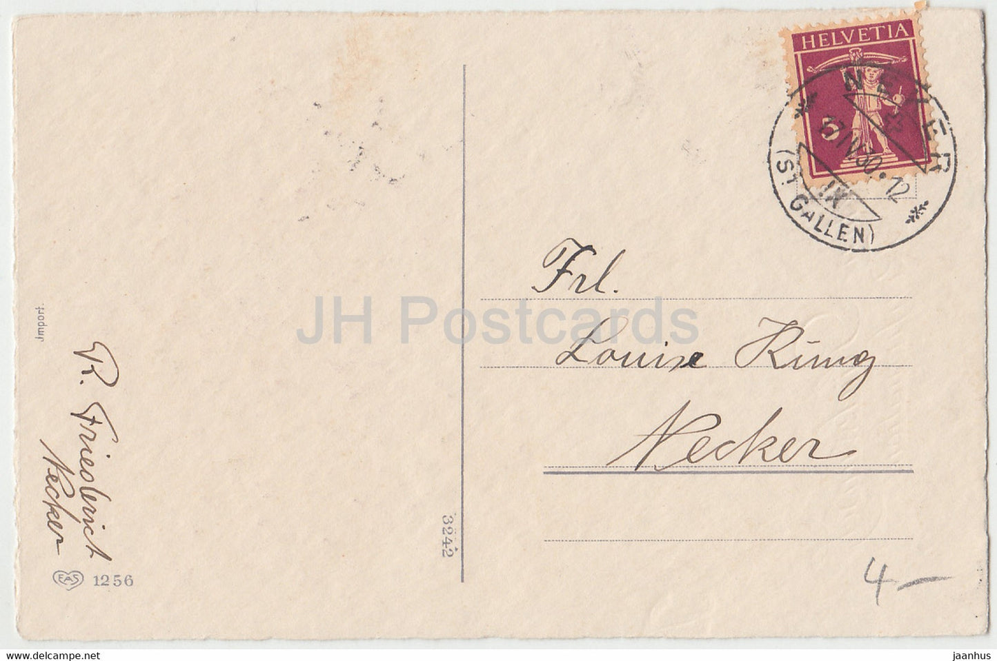 Greeting Card - Herzlichen Gluckwunsch zur Konfirmation - lilac - EAS 1256 - old postcard - 1930 - Germany - used