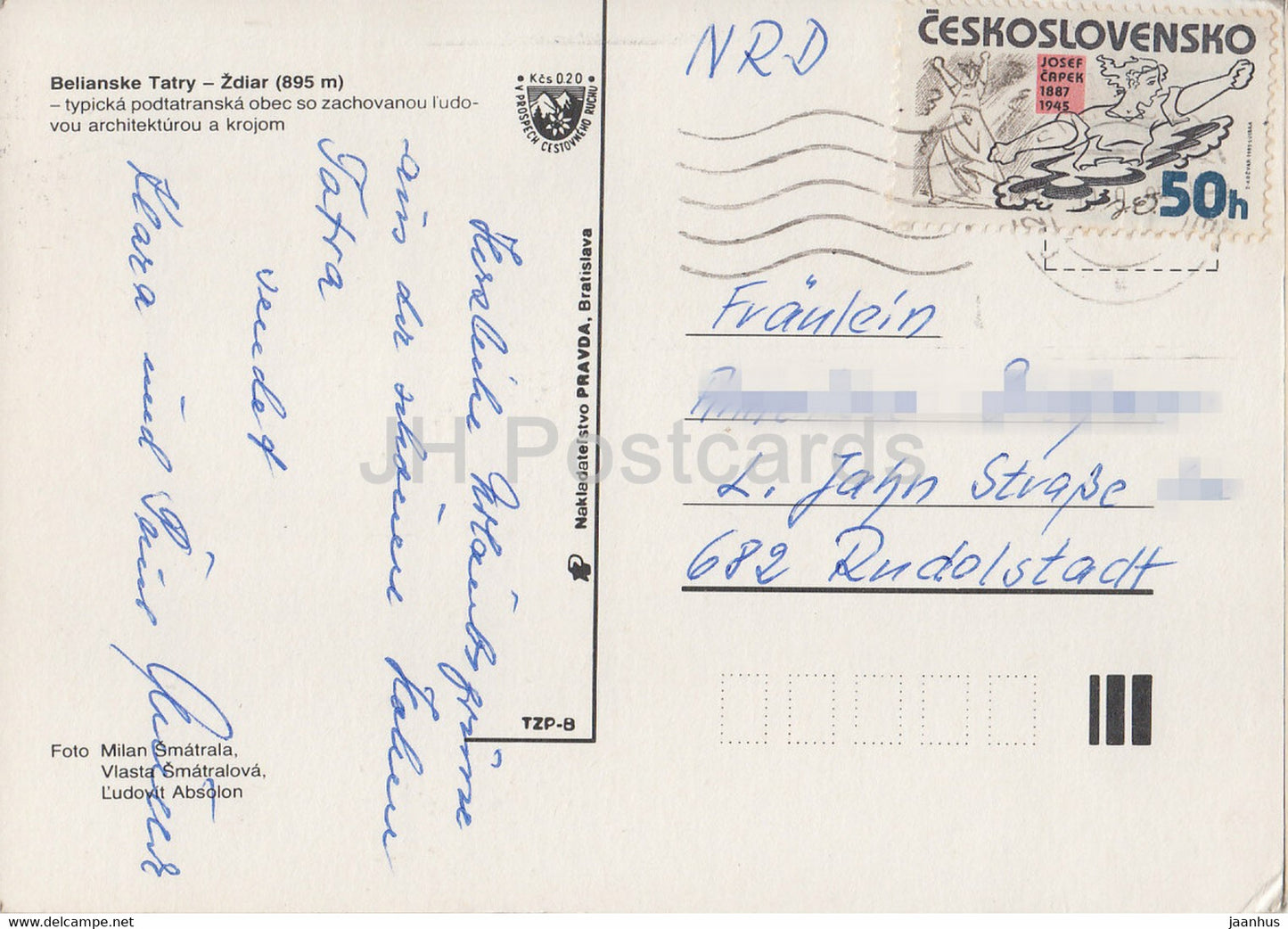 Belianske Tatry - Zdiar 895 m - folk costumes - multiview - village - Czechoslovakia - Slovakia - used