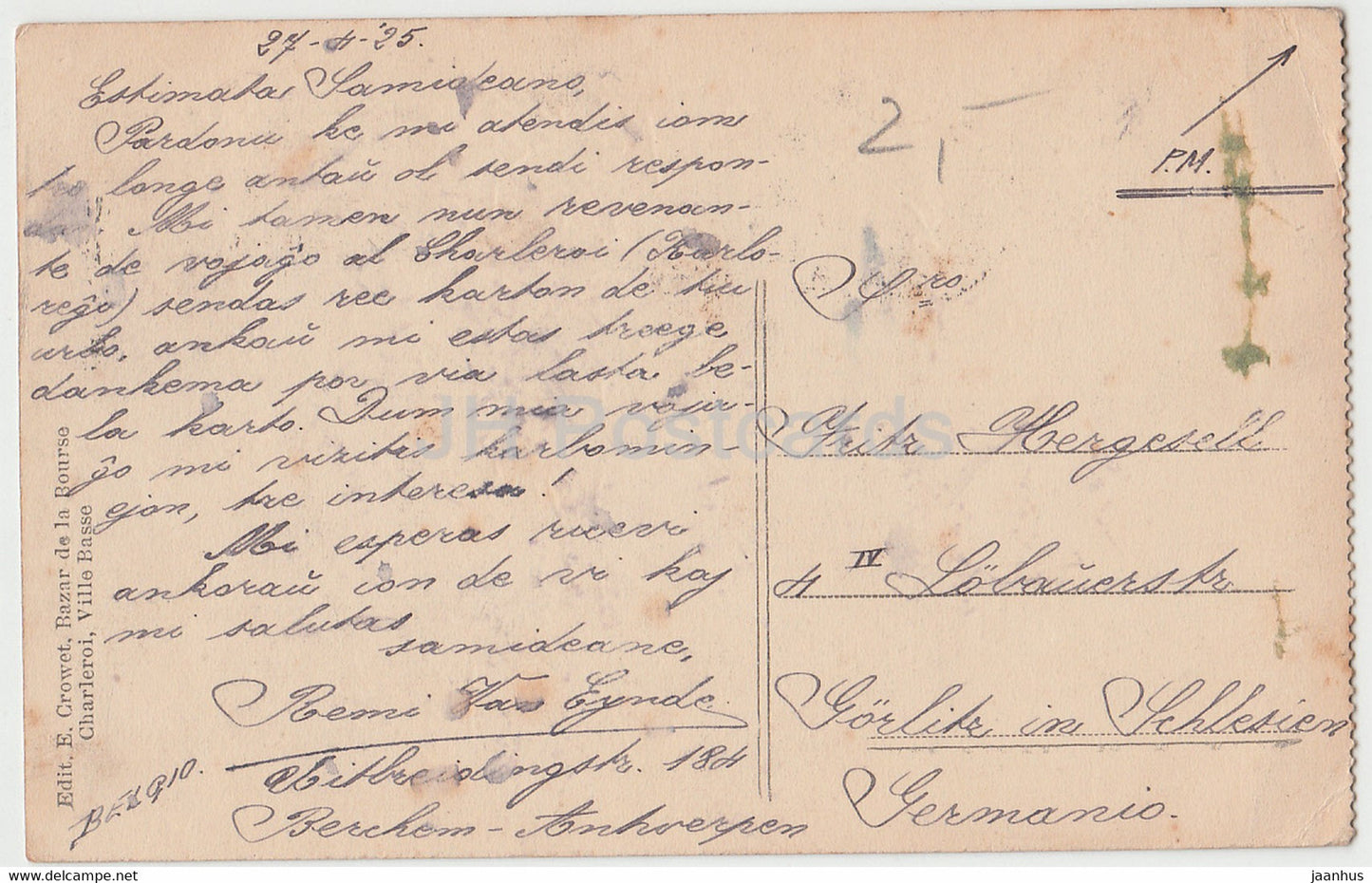 Charleroi - Entree de la Ville - alte Postkarte - 1925 - Belgien - gebraucht