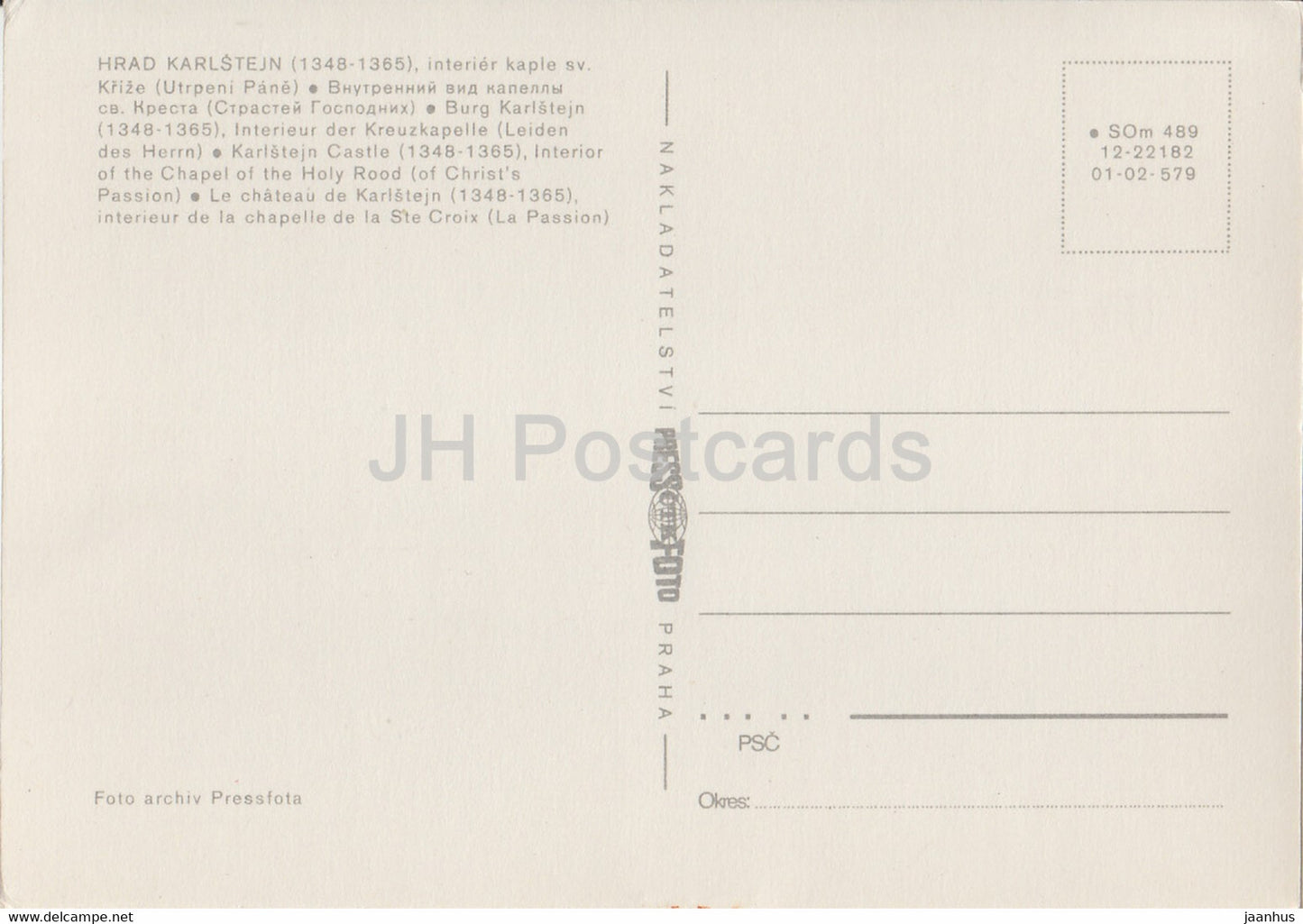 Burg Karlstein - Innenraum der Kapelle des Heiligen Kreuzes - Tschechoslowakei - unbenutzt