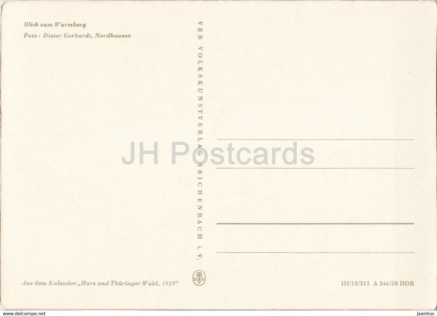 Blick zum Wurmberg - old postcard - 1959 - Germany DDR - unused