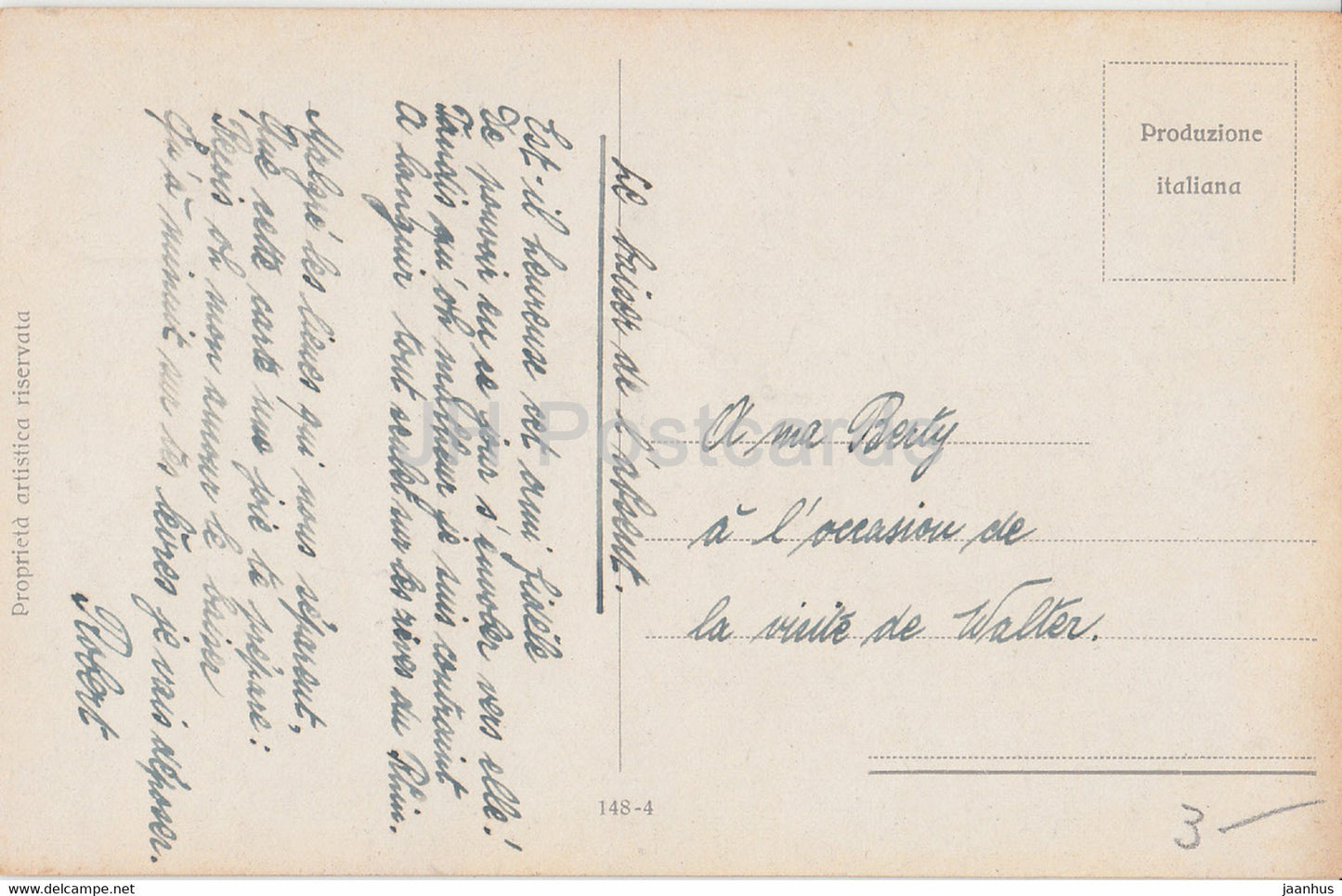 couple - woman and man - illustration by A. M. Santino - 148-4 - old postcard - Italy - used