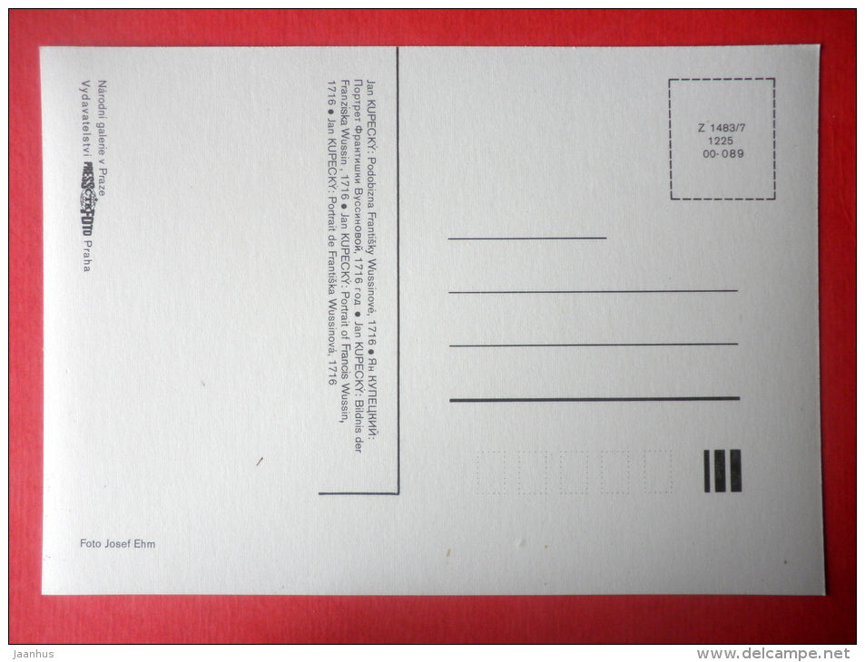 Painting by Jan Kupecky - Portrait of Francis Wussin , 1716 - czech art - unused - JH Postcards