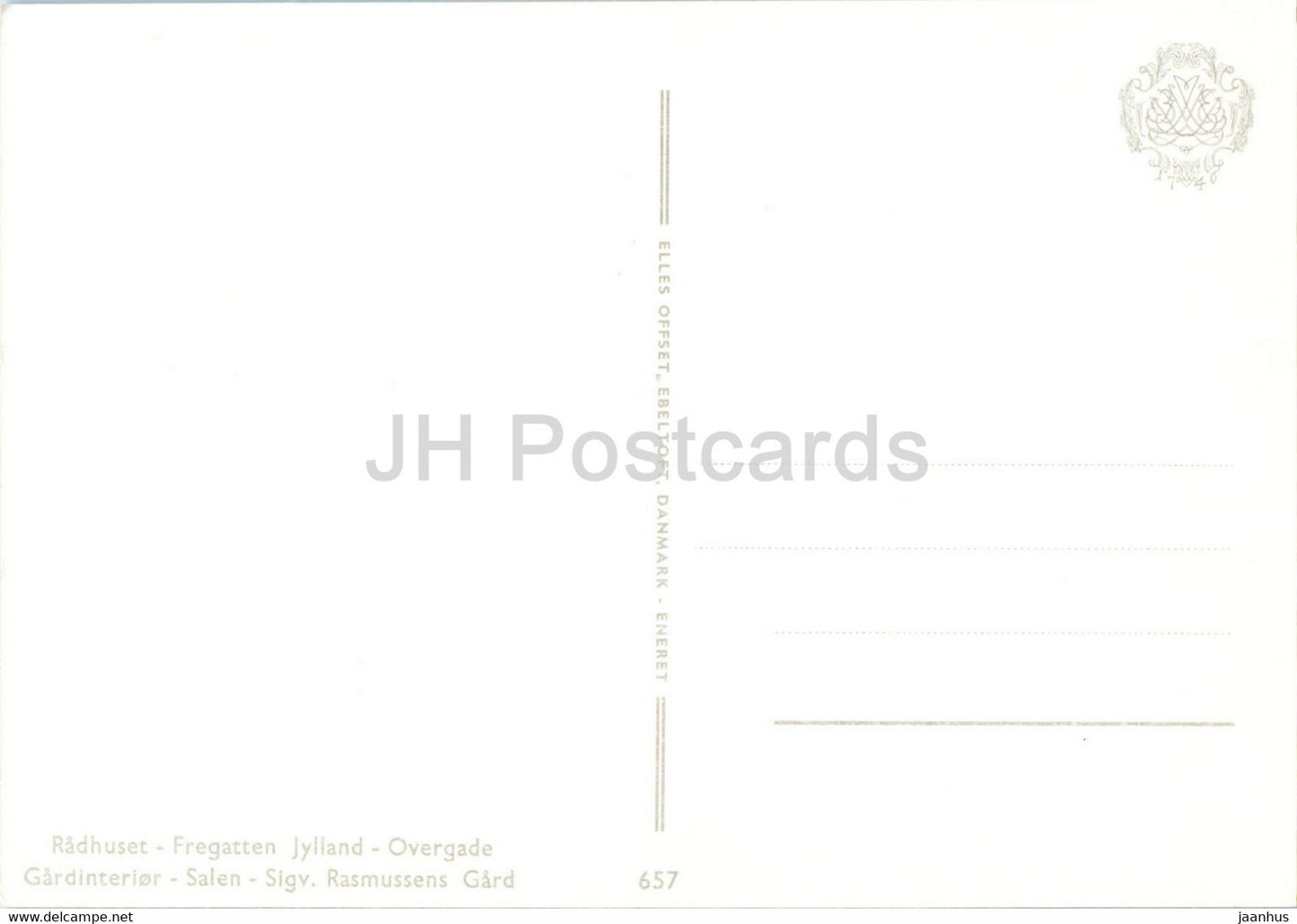 Ebeltoft - town views - town hall - frigate Jylland - ship - multiview - 657 - Denmark - unused