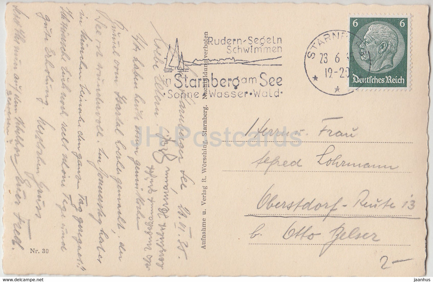 Abendstille am See - 30 - R. Worsching - carte postale ancienne - 1935 - Allemagne - utilisé