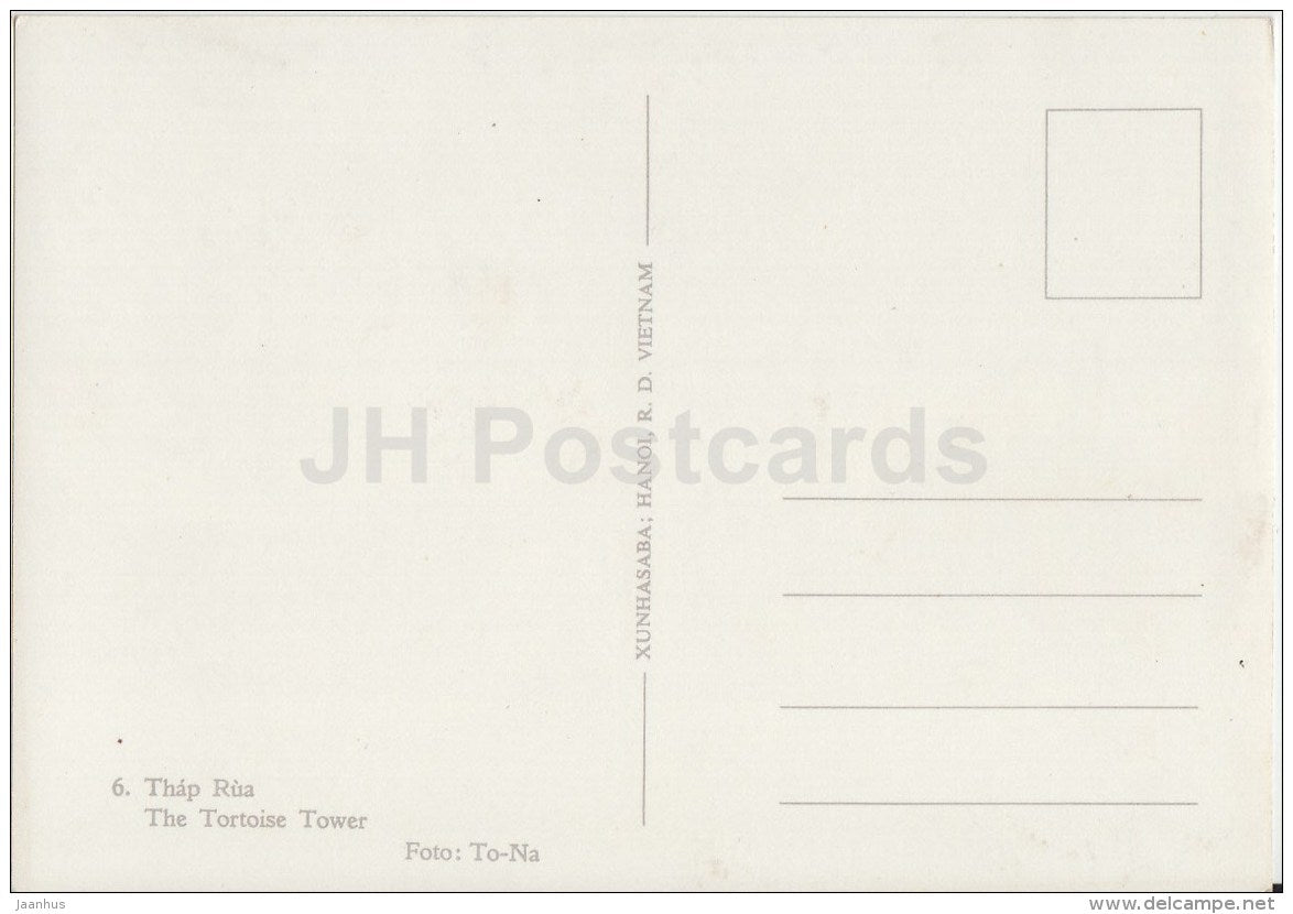 The Tortoise Tower - Hanoi - old postcard - Vietnam - unused - JH Postcards