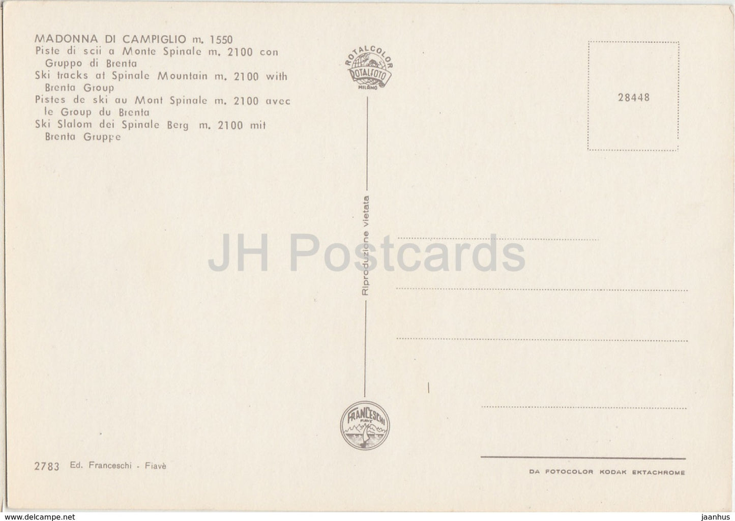 Madonna di Campiglio 1550 m - Piste di scii a Monte Spinale - Spinale Mountain - skiing - 2783 - Italy - unused