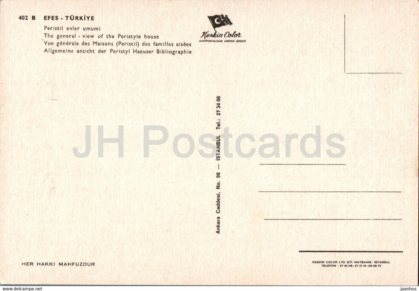Ephesus - Efes - The General view of Peristyle house - ancient world - 402 - Turkey - unused