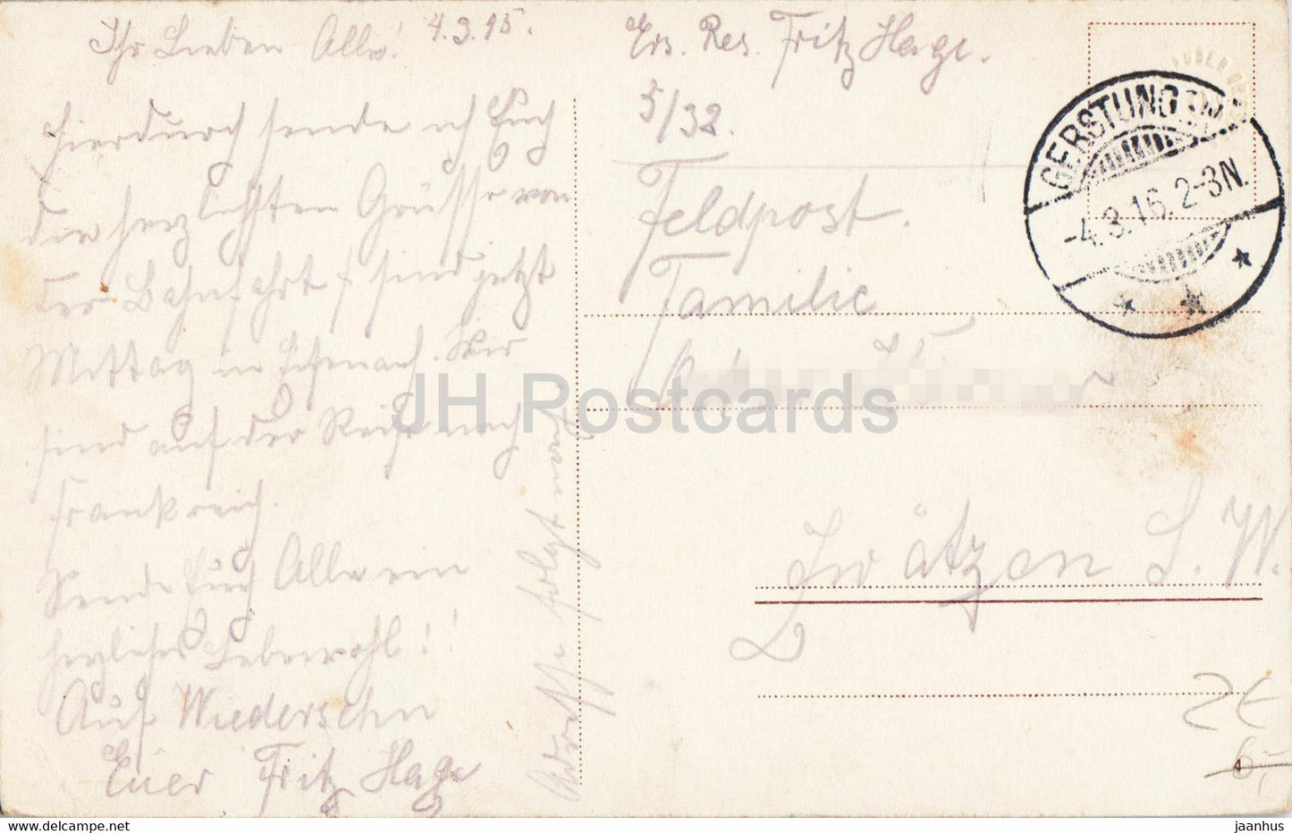 Die Wartburg von Sud West - 1916 - old postcard - Germany - used