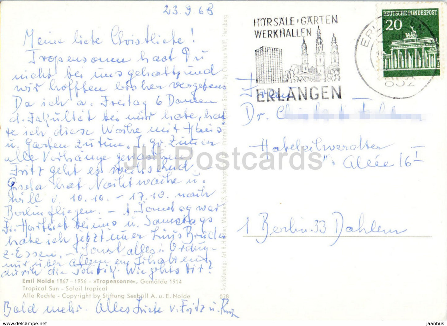 Gemälde von Emil Nolde – Tropensonne – Tropische Sonne, deutsche Kunst – 1968 – Deutschland – gebraucht