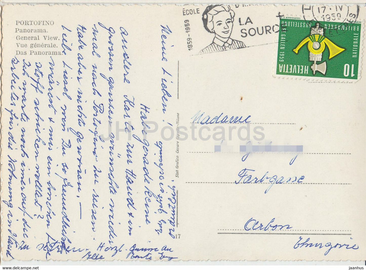 Portofino - panorama - general view - 1959 - Italy - Italia - used