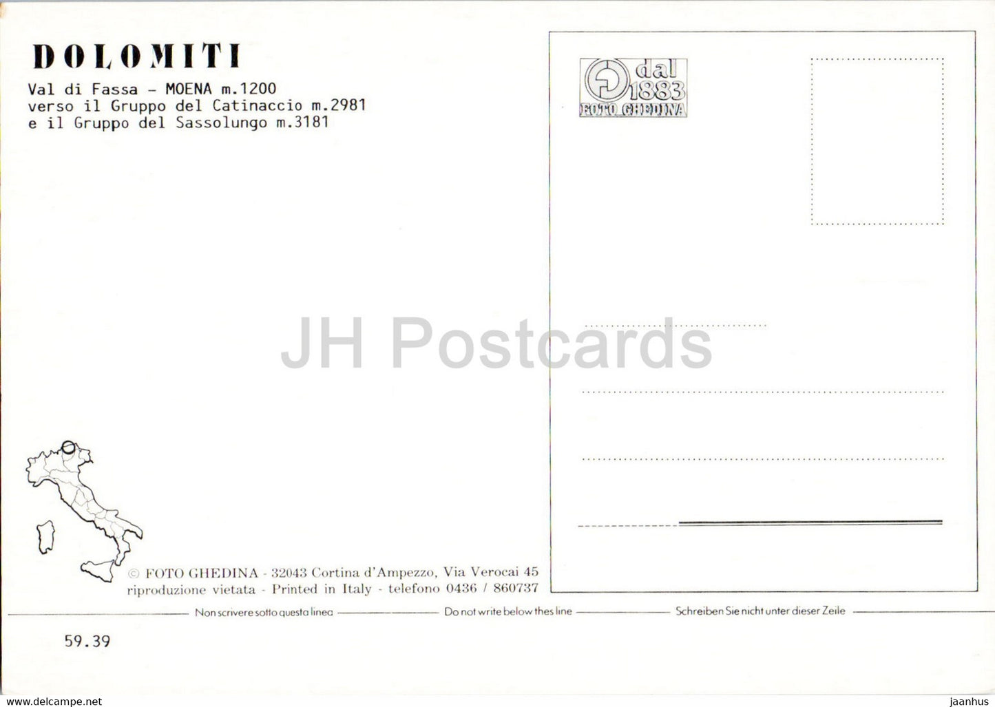 Dolomiti - Val di Fassa - Moena - Gruppo del Carinaccio - Sassolungo - Italy - unused