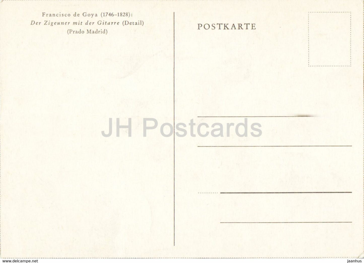 painting by Francisco Goya - Der Zigeuner mit der Gitarre - The gypsy with the guitar - Spanish art - Germany - unused