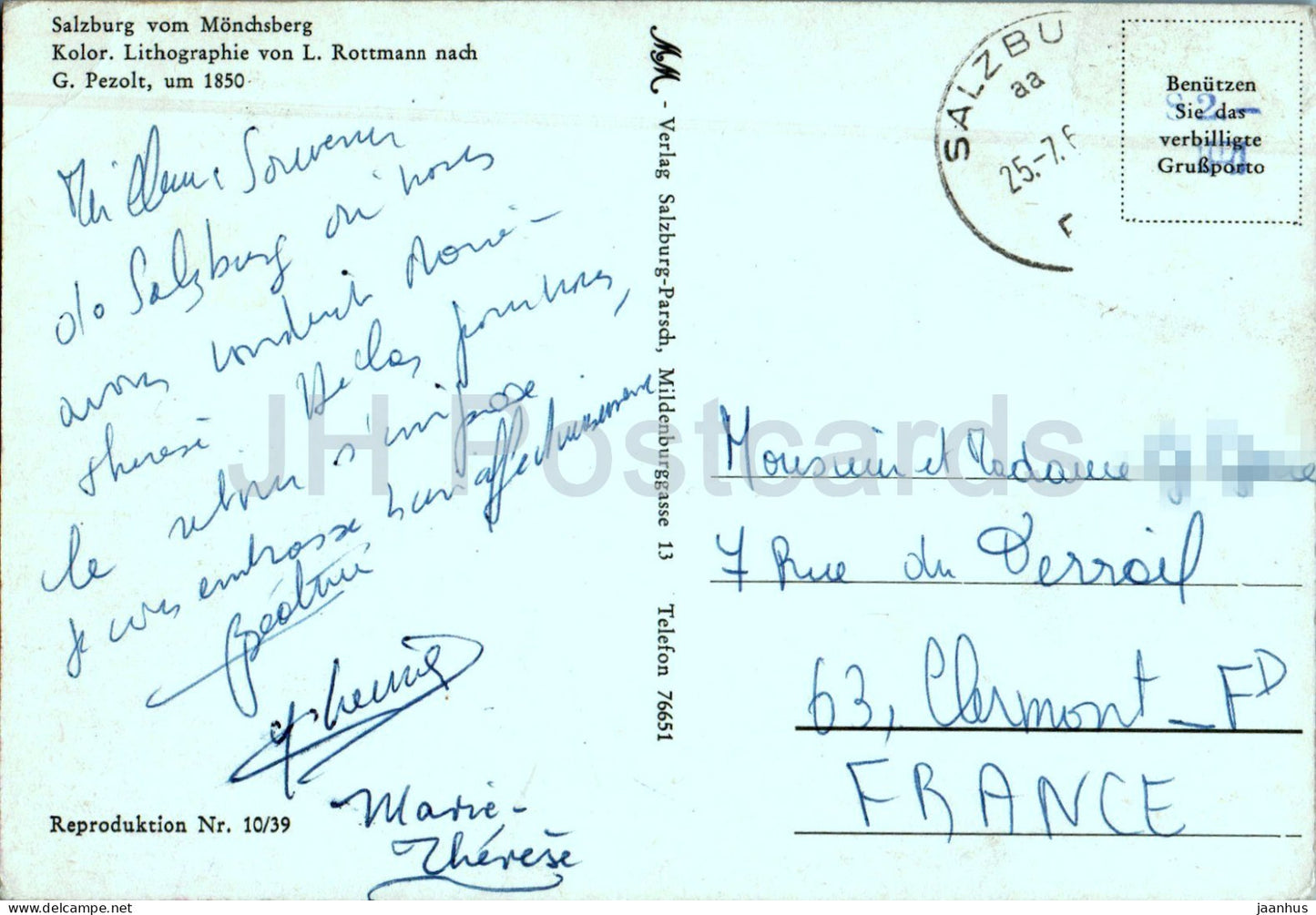 Salzbourg vom Monchsberg - Litographie von L. Rottmann - 10/39 - Autriche - occasion