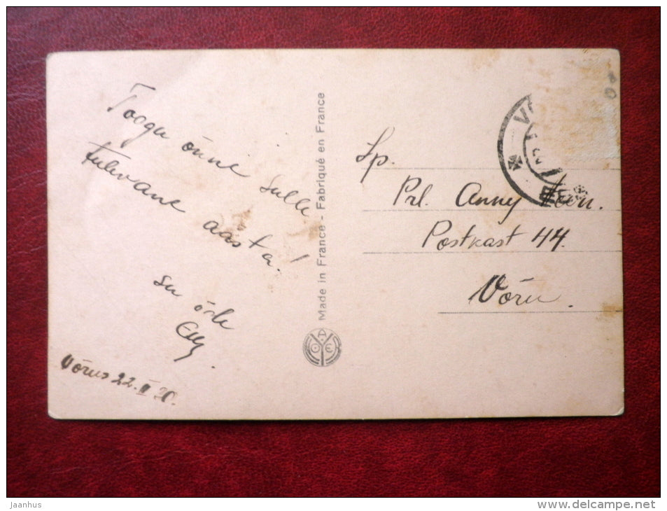 man and woman - couple - NOYER 1667 - old postcard - circulated in Estonia 1930 , Võru - France - used - JH Postcards