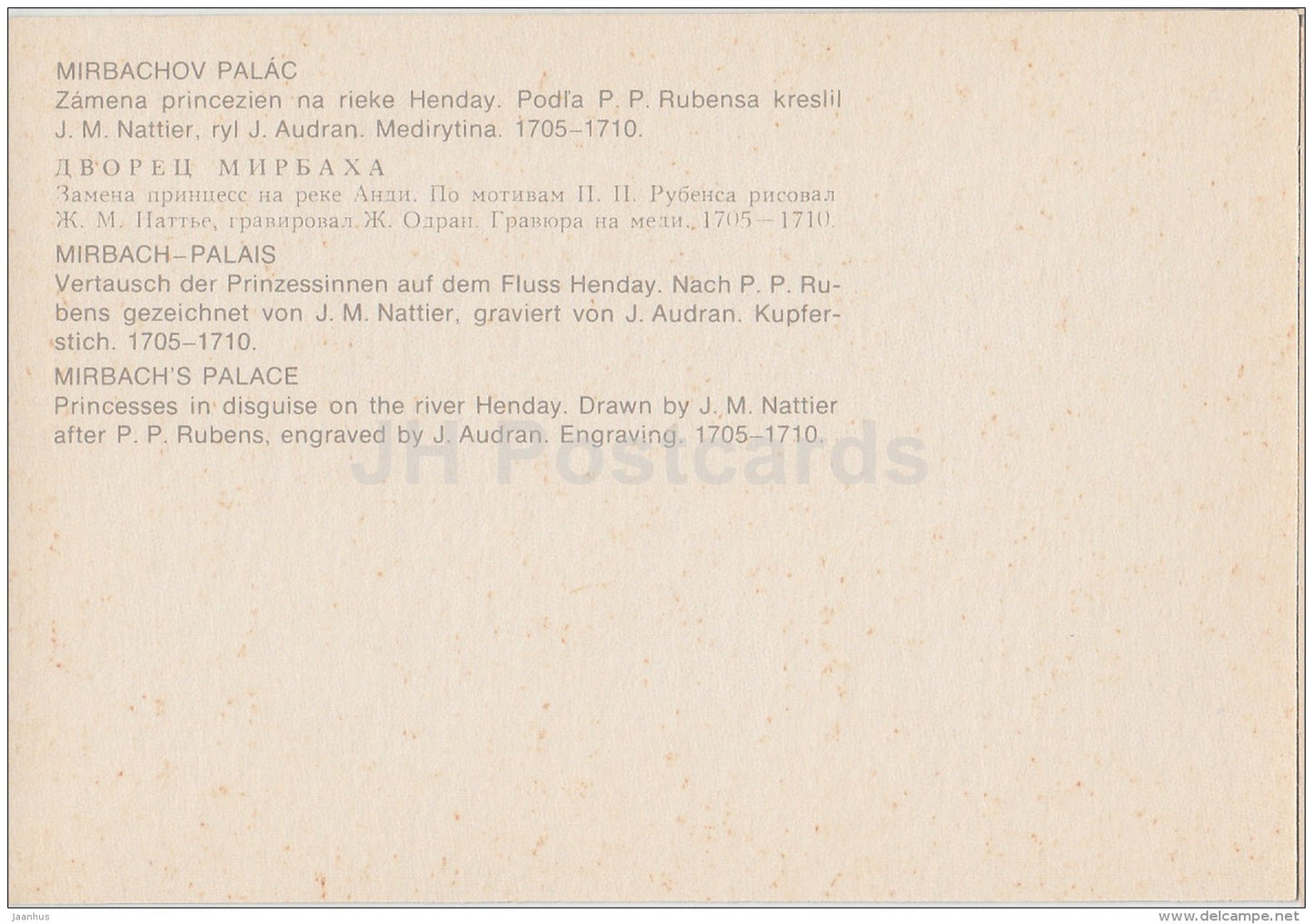 Princesses in disguise on the river Henday - Mirbach´s Palace - art - Slovakia - unused - JH Postcards