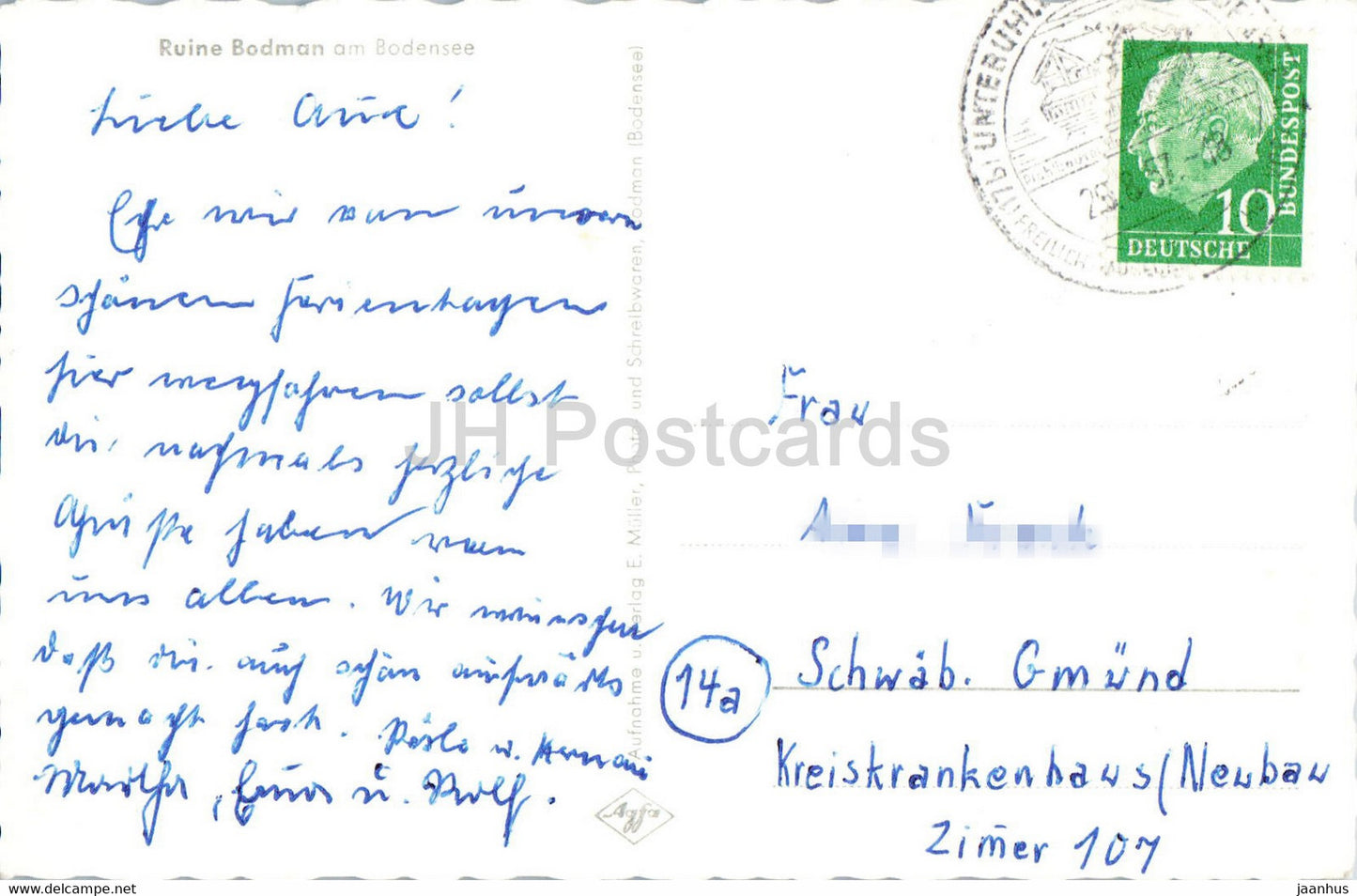 Ruine Bodman am Bodensee - old postcard - 1957 - Germany - used