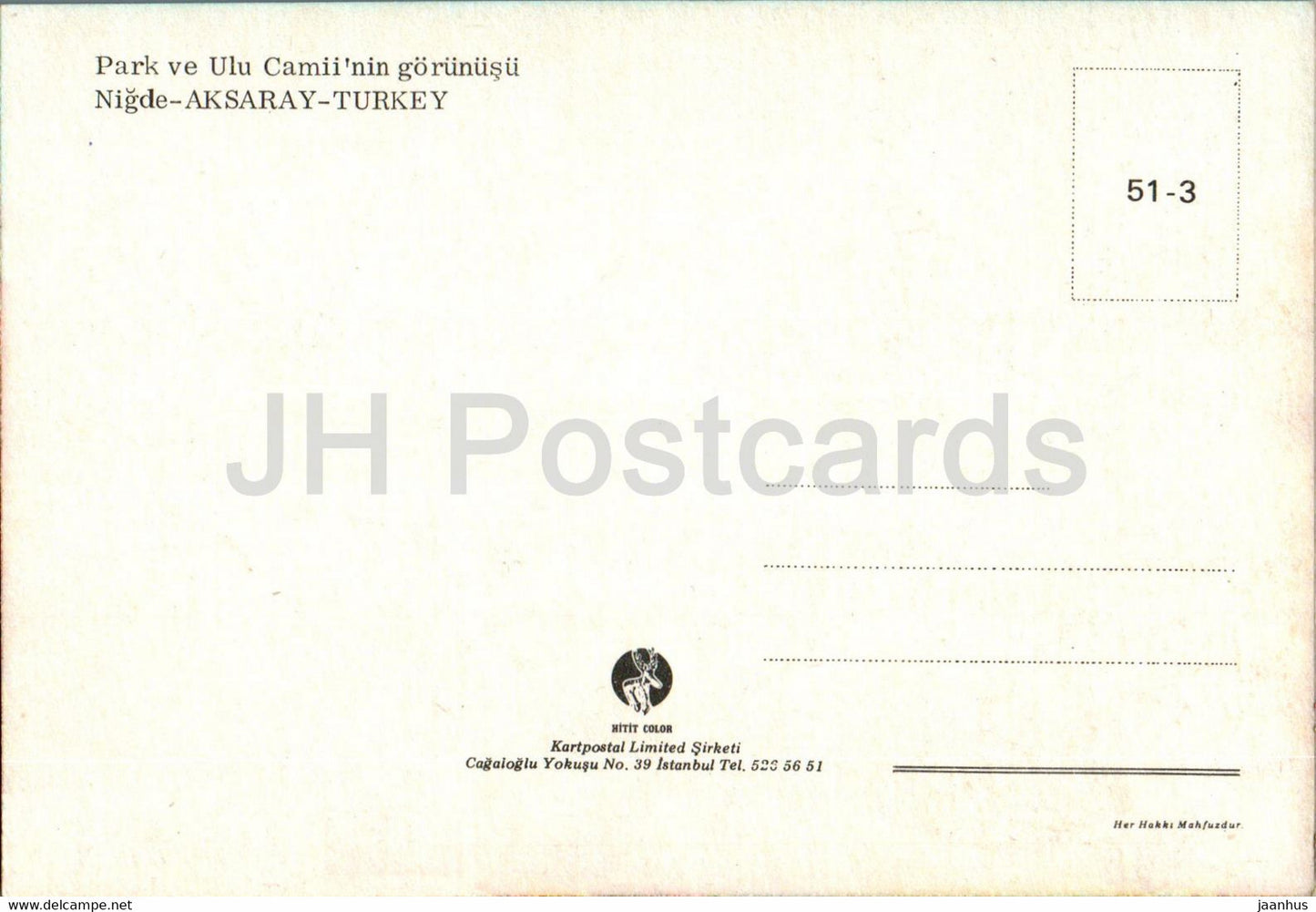 Aksaray - Park ve Ulu Camii'nin gorunusu - View of the Park and the Great Mosque - 51-3 - Turkey - unused