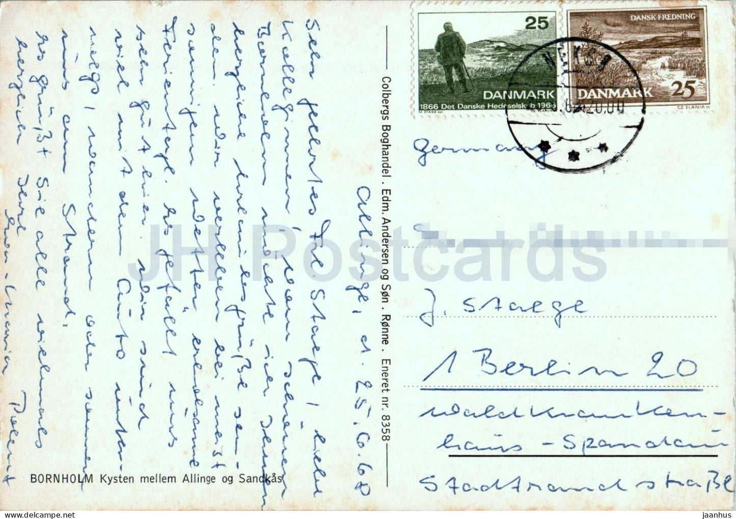 Bornholm - Kysten mellem Allinge og Sandkas - La côte entre Allinge et Sandkas - 8358 - 1968 - Danemark - utilisé