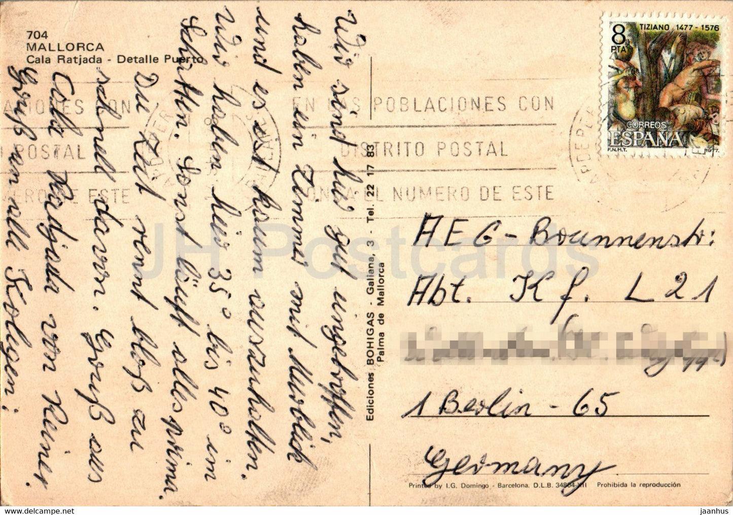 Cala Ratjada - Detalle Puerto - Mallorca - 704 - Spain - used