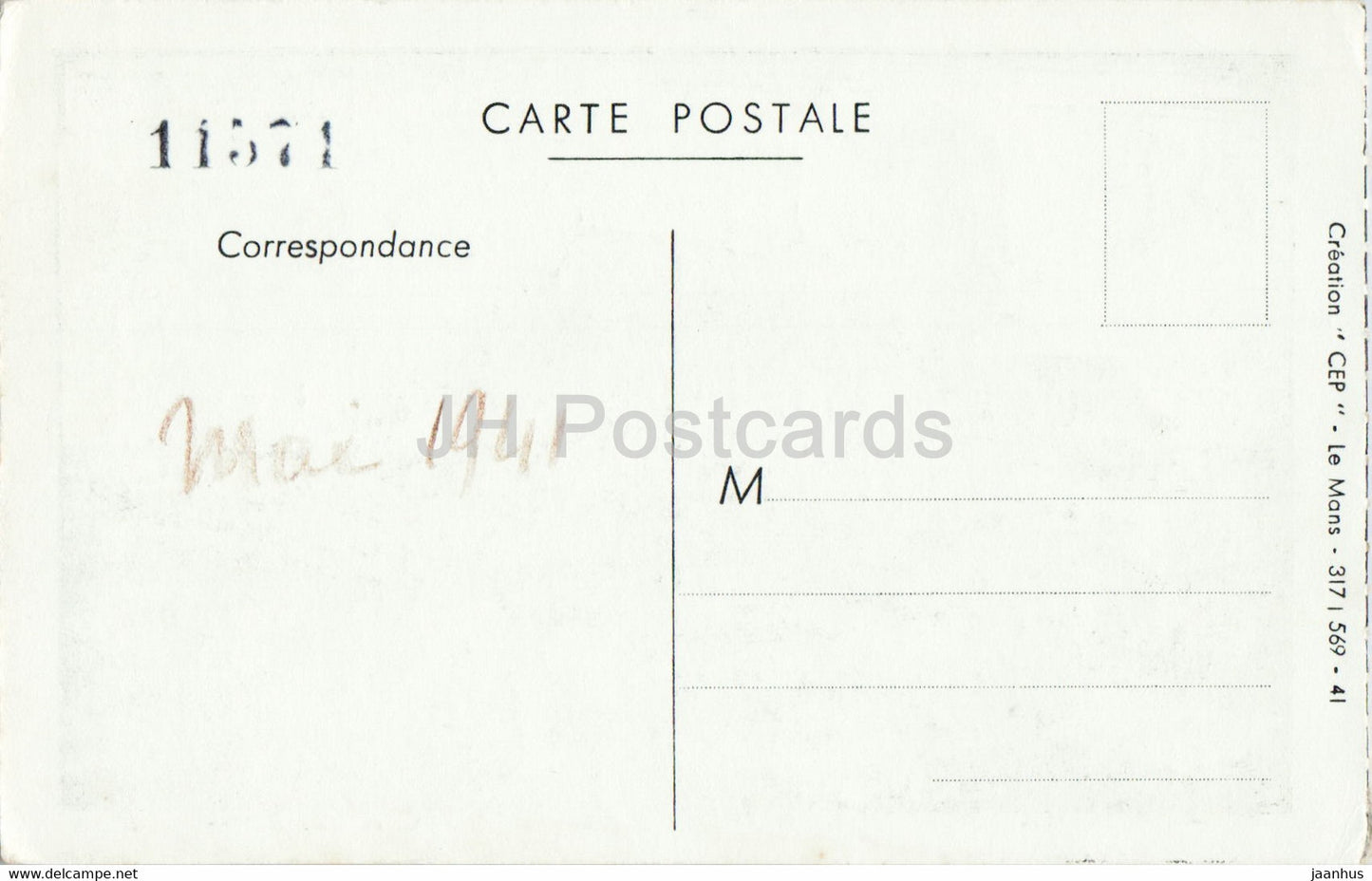 La Cathedrale du Mons - cathedral - illustration - old postcard - 1941 - France - used