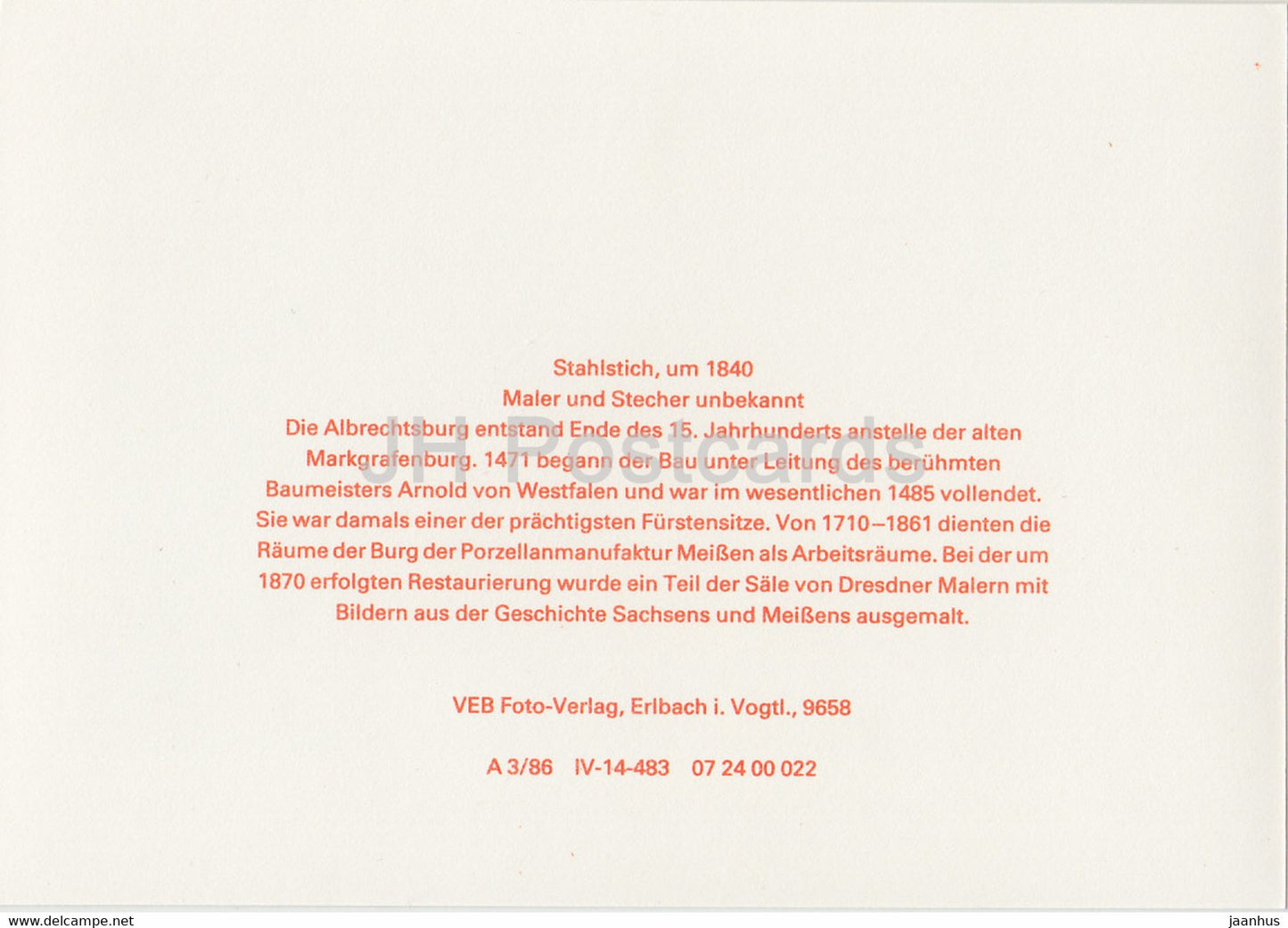 Albrechtsburg Meissen - Sachsische Burgen - Saxon Castles - DDR Germany - unused