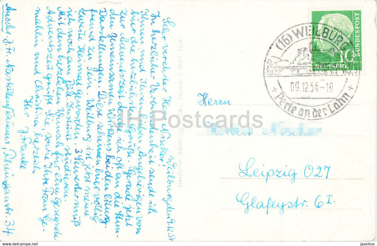 Luftkurort Weilburg Lahn - alte Postkarte - 1954 - Deutschland - gebraucht