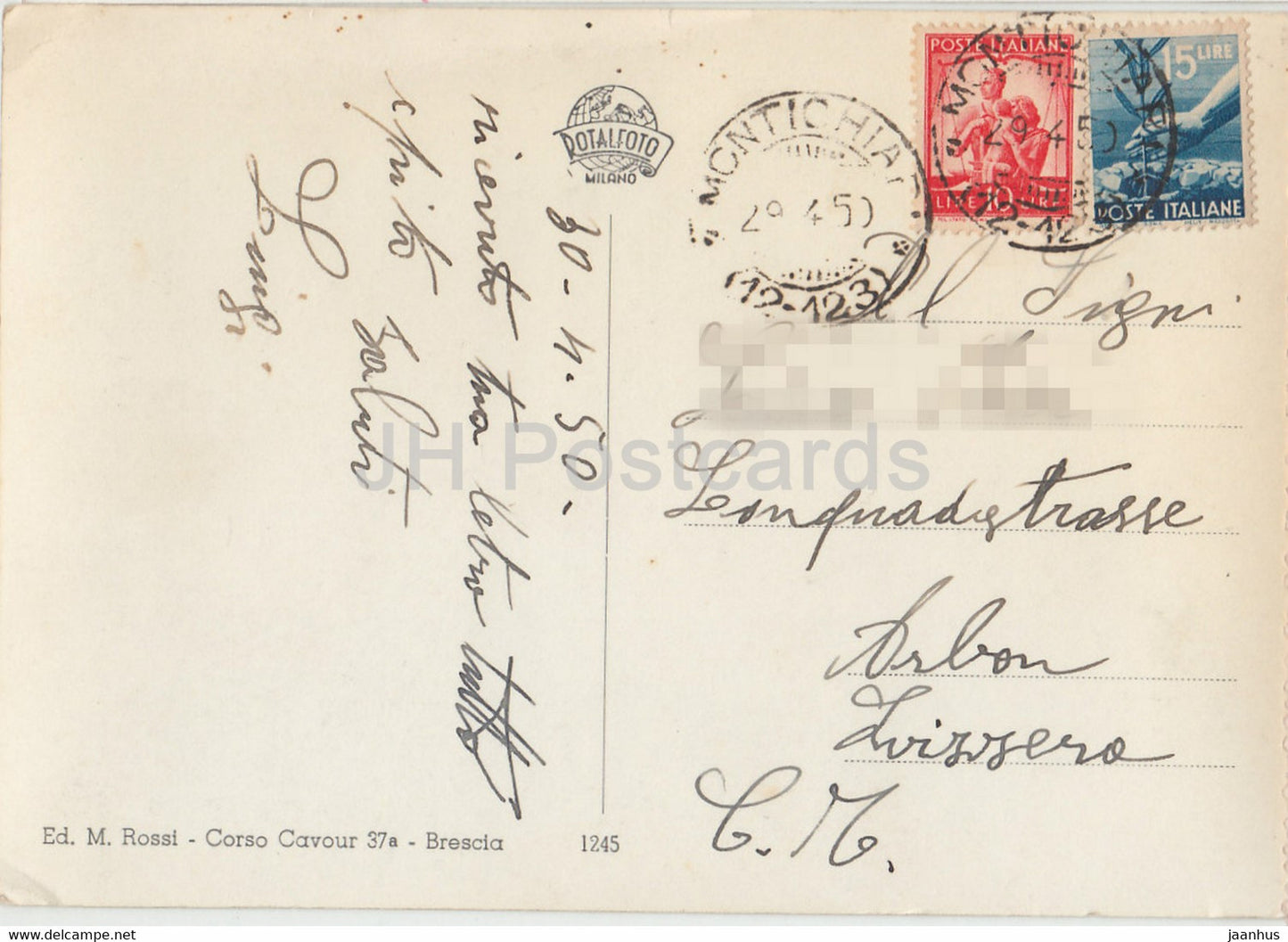 Montichiari - Il Duomo - cathedral - old postcard - 1950 - Italy - used