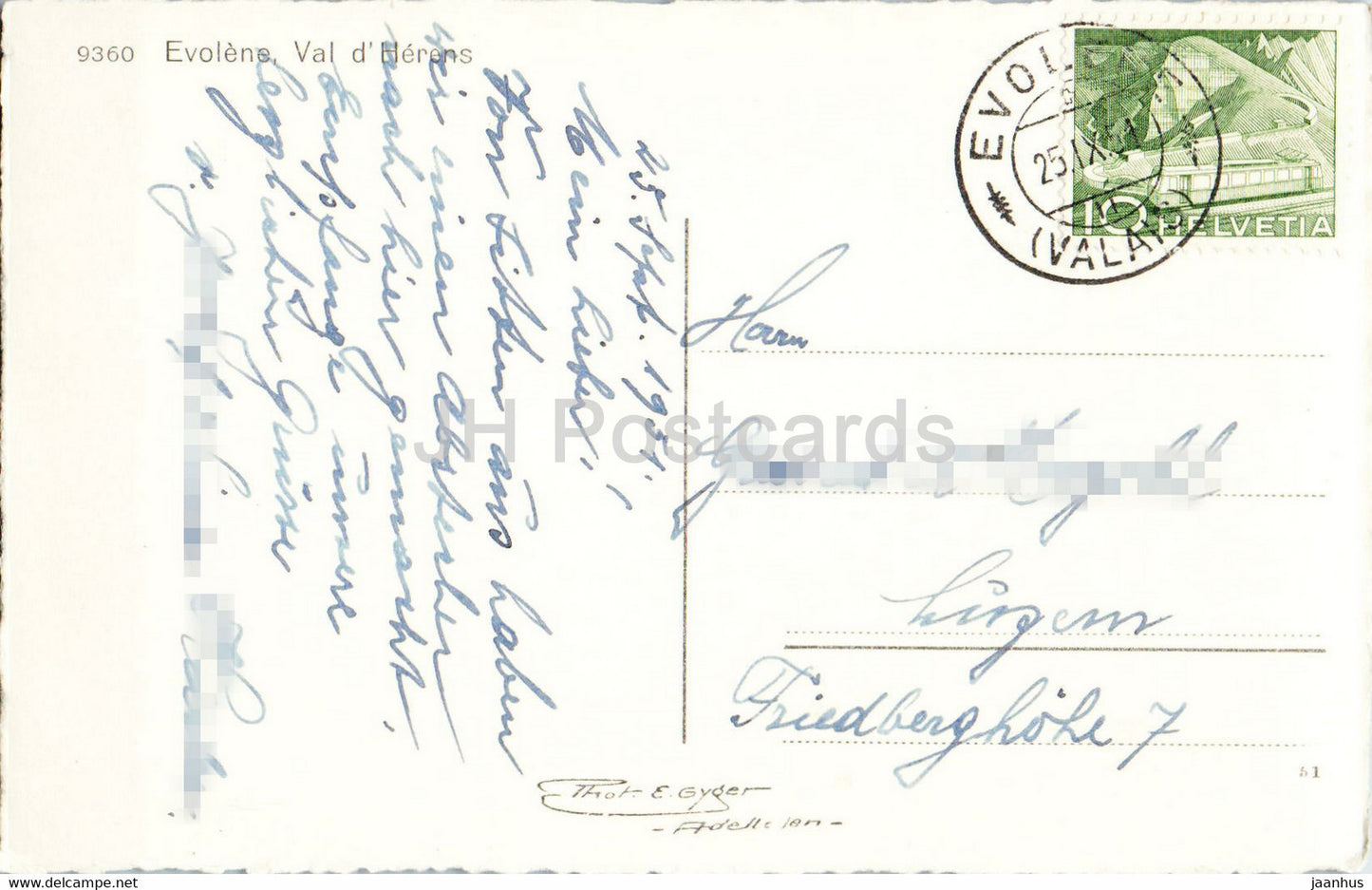 Evolène - Val d'Herens - 9360 - 1951 - carte postale ancienne - Suisse - occasion