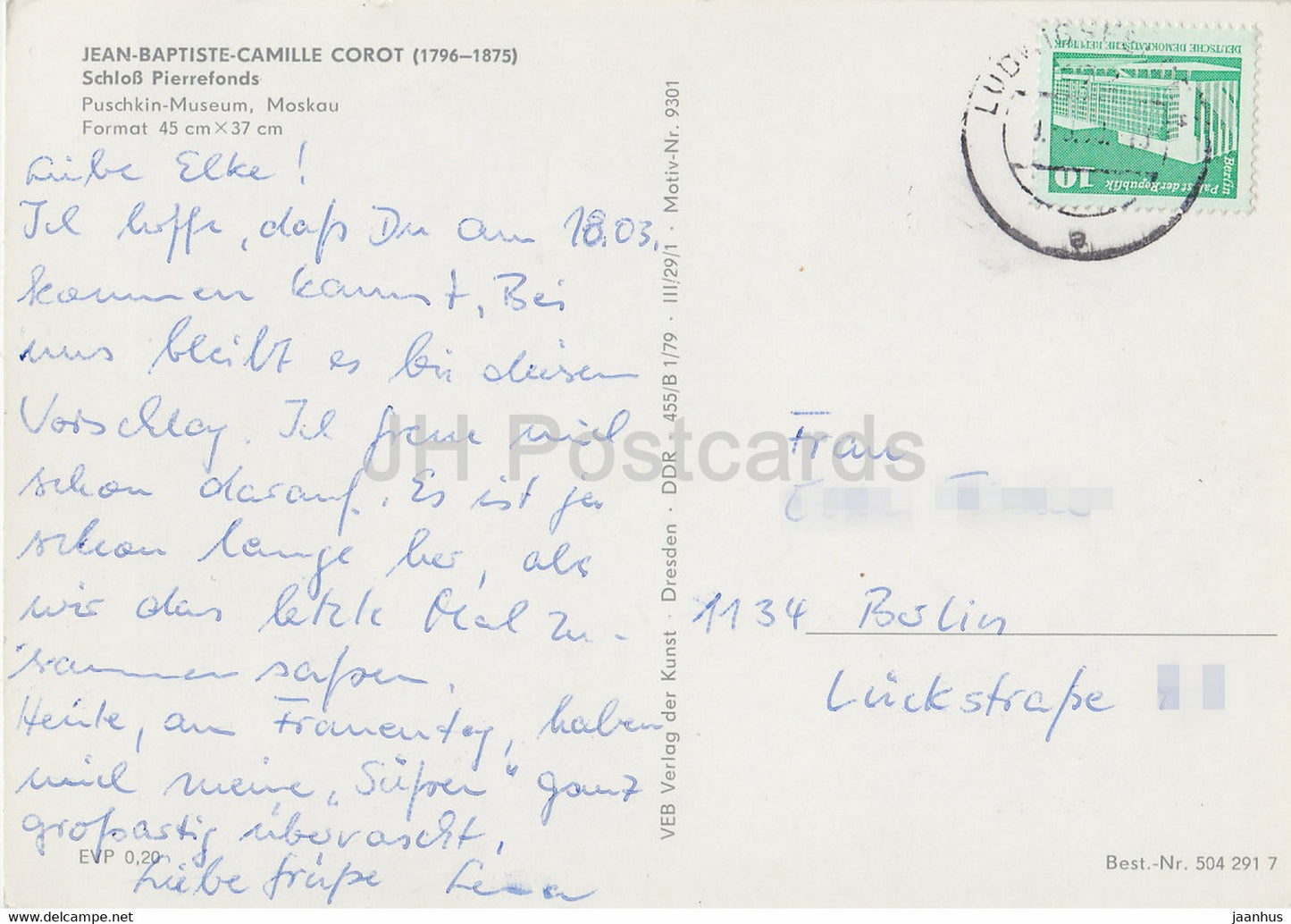 peinture de Jean Baptiste Camille Corot - Schloss Pierrefonds - Art français - Allemagne DDR - occasion