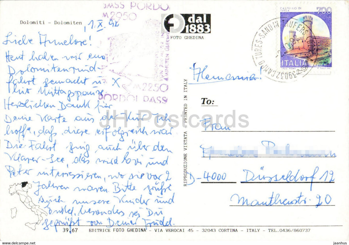 Panorama dal Catinaccio - Panorama aus dem Rosengarten - 1992 - Italy - used