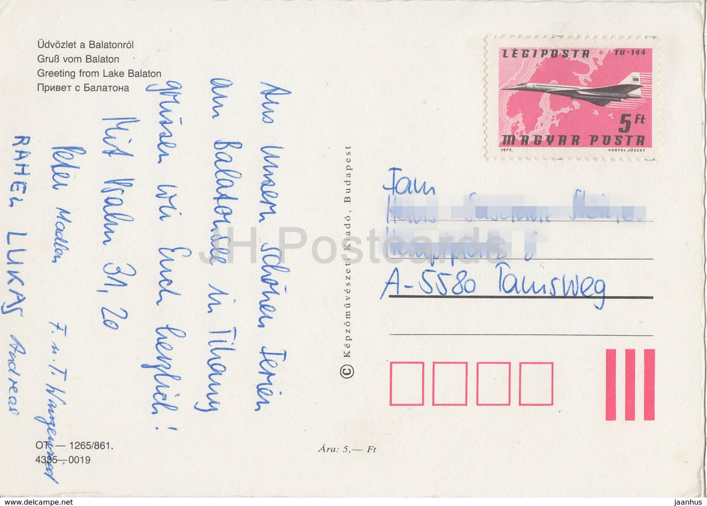 Salutations du lac Balaton - bateau à voile - église - multiview - années 1970 - Hongrie - utilisé