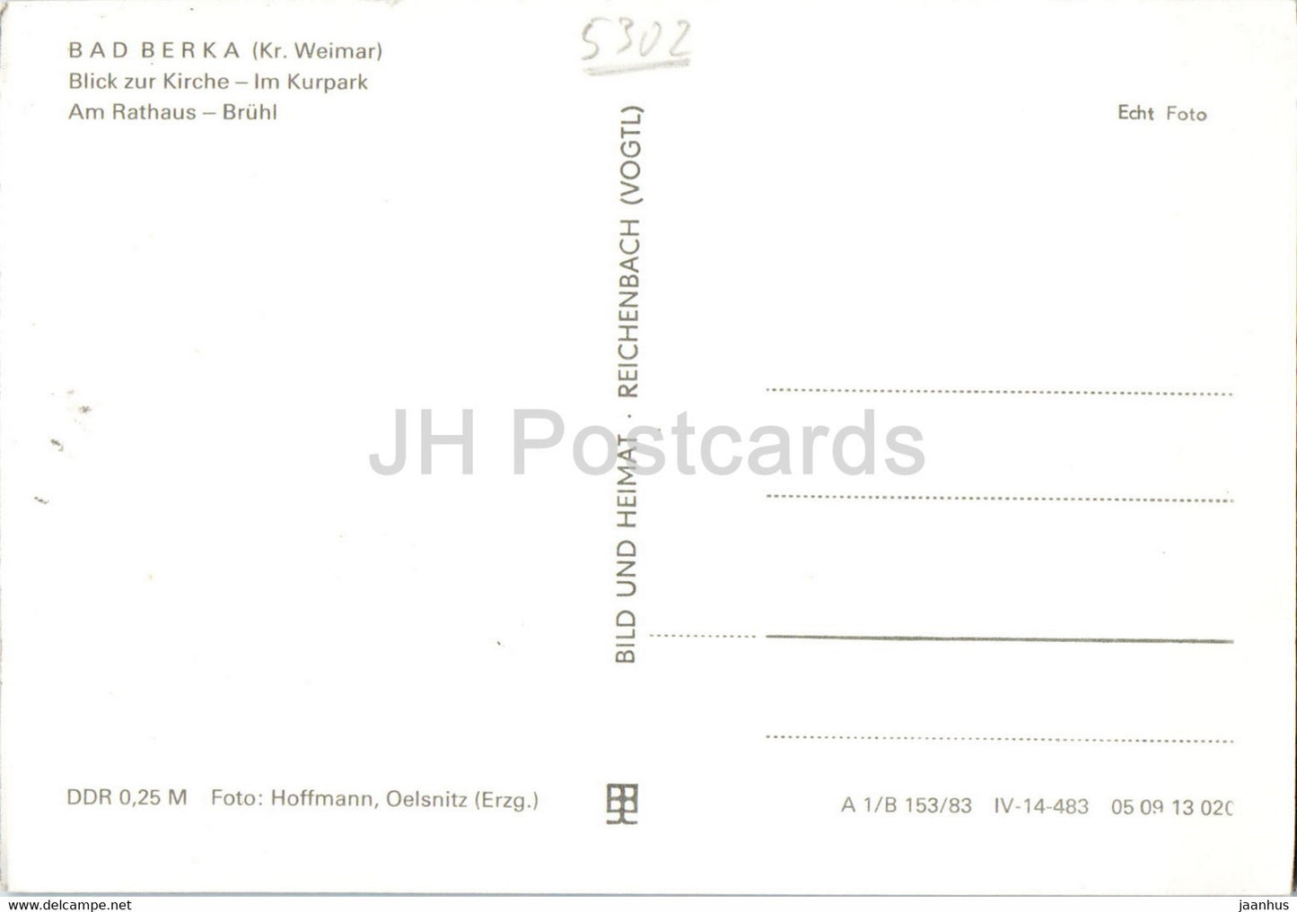 Bad Berka - Blick zur Kirche - im Kurpark - Am Rathaus - Bruhl - car - old postcard - Germany DDR - unused