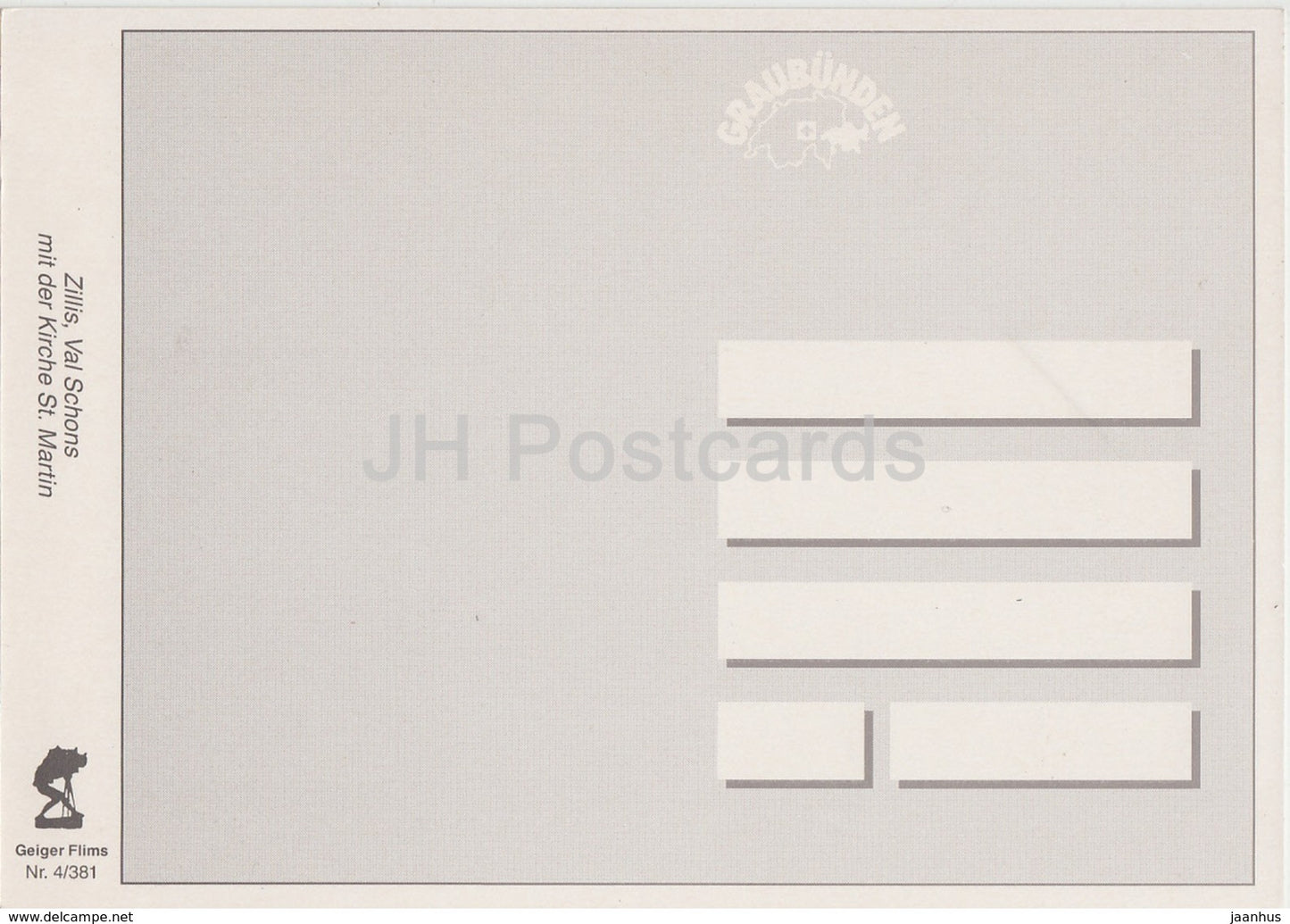 Gruss aus Zillis - Val Schons mit der Kirche St Martin - Switzerland - unused