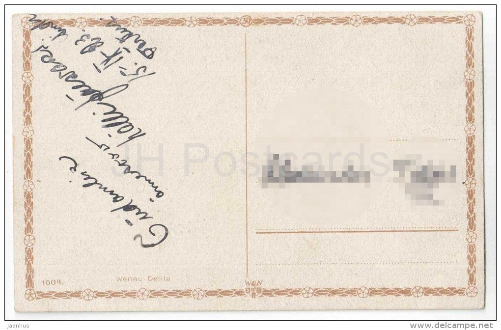 Greeting Card - Roses in the Vase - flowers - 1604 Wenau Delila - old postcard - circulated in Estonia 1923 - JH Postcards